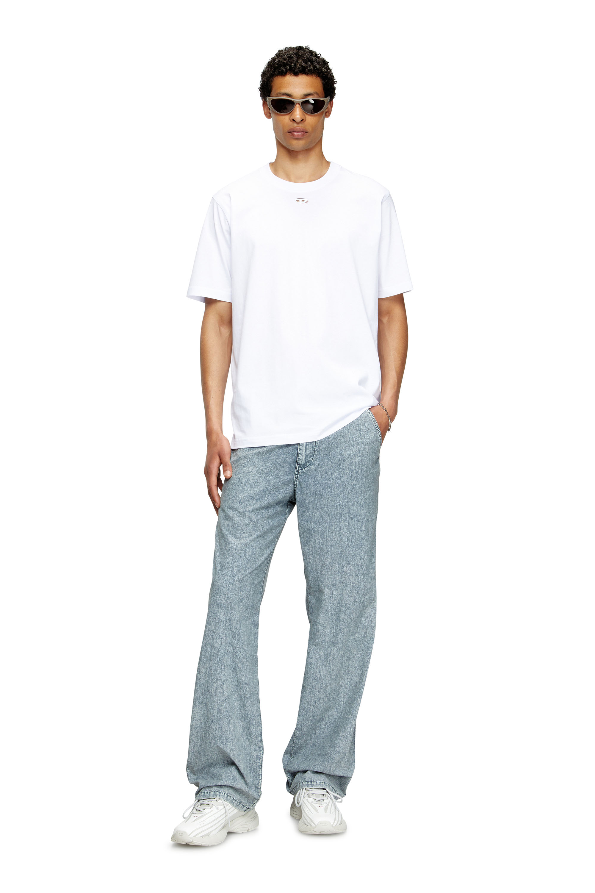 Diesel - T-ADJUST-MAREY, Male's T-shirt with cut-out Oval D in ホワイト - 2
