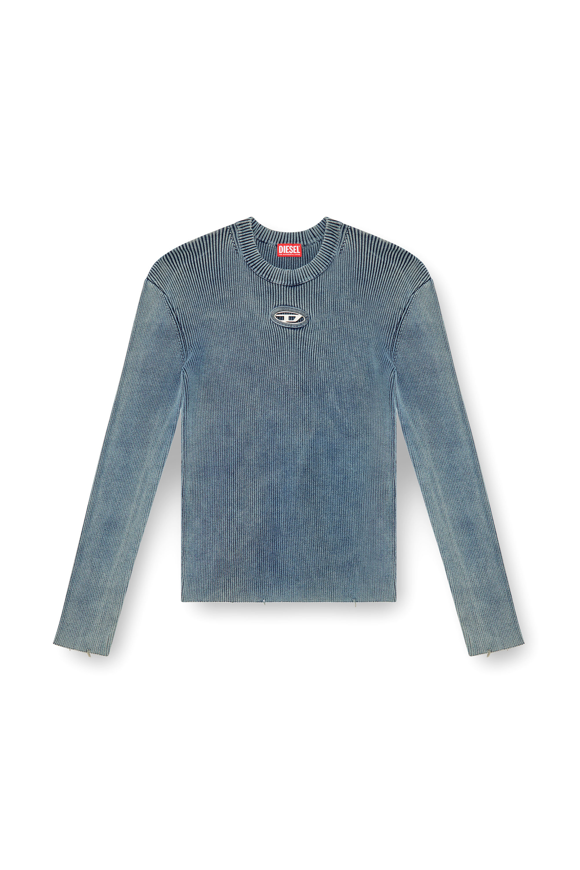 Diesel - K-DARIN-A, Male's Cut-out jumper with Oval D in ブルー - 3