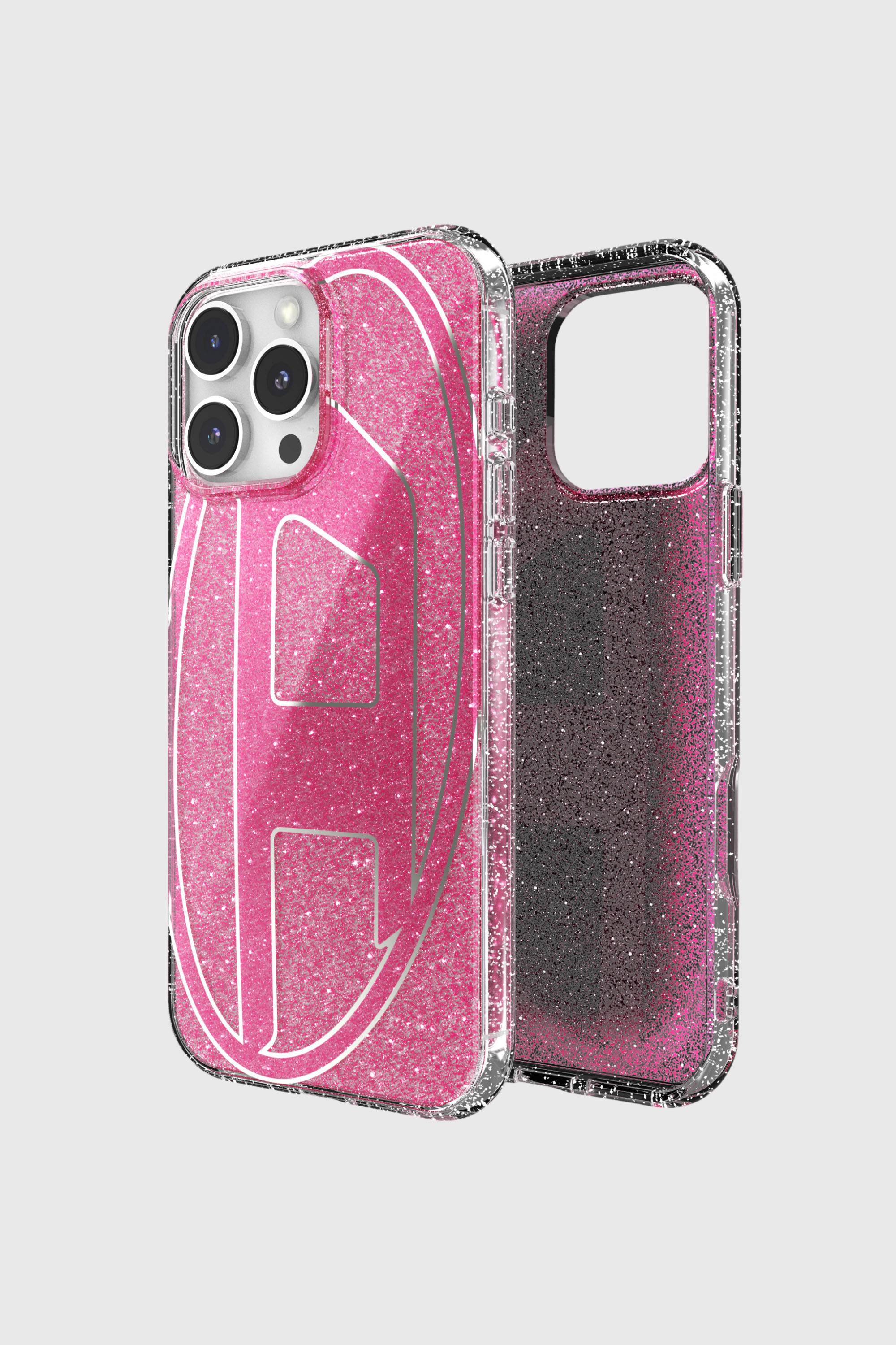 Diesel - 60158 AOP CASE, Unisex's Oval D Glitter Case for iP 16 Pro Max in ピンク / ホワイト - 1