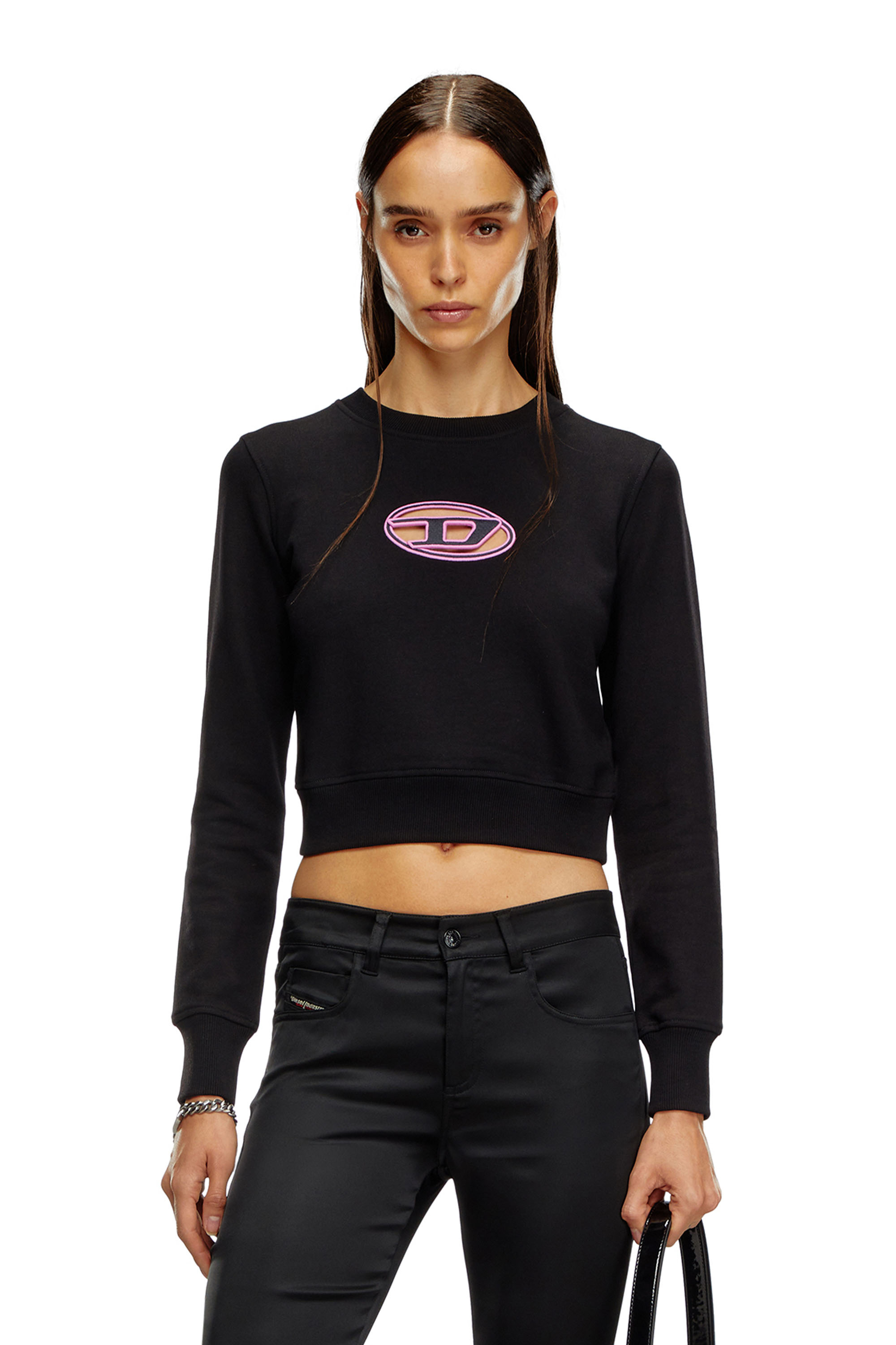 Diesel - F-SLIMMY-OD, Female's スウェット in ブラック/ピンク - 1