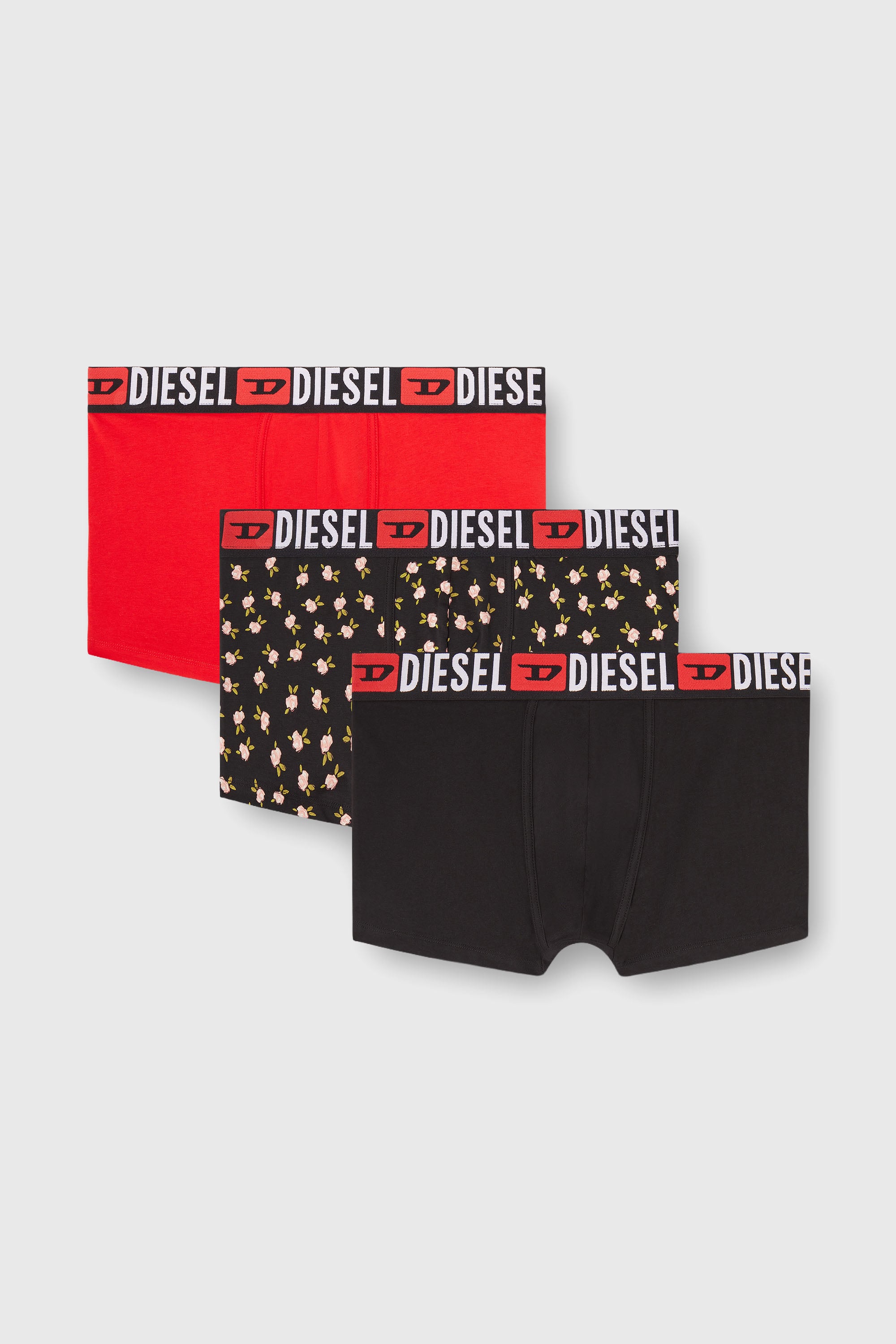 Diesel - UMBX-DAMIENTHREEPACK, Male's ボクサーパンツ 3枚パック in ブラック/レッド - 1