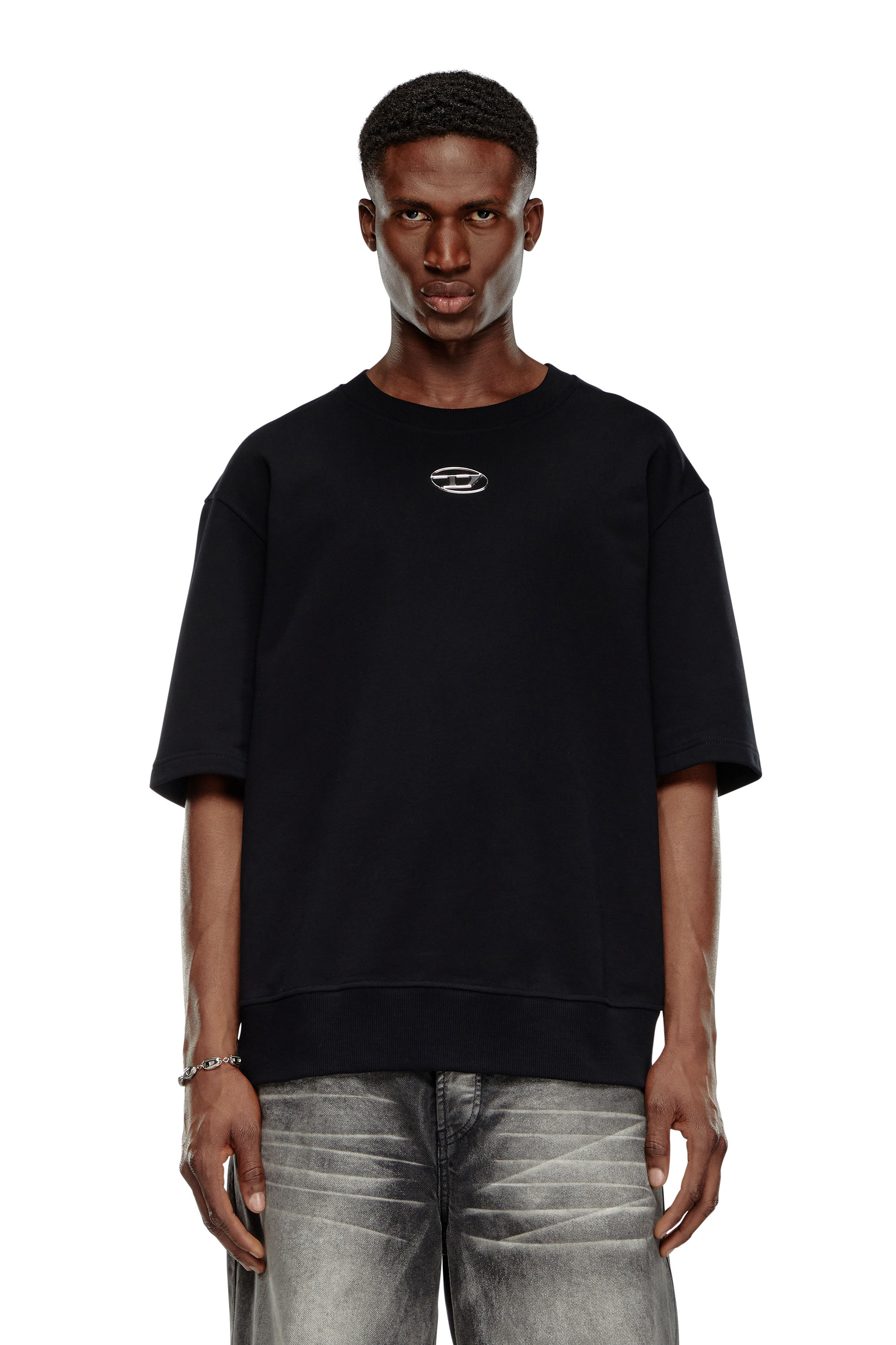 Diesel - S-COOLING-L1, Male's スウェットプルオーバー半そで in ブラック - 4