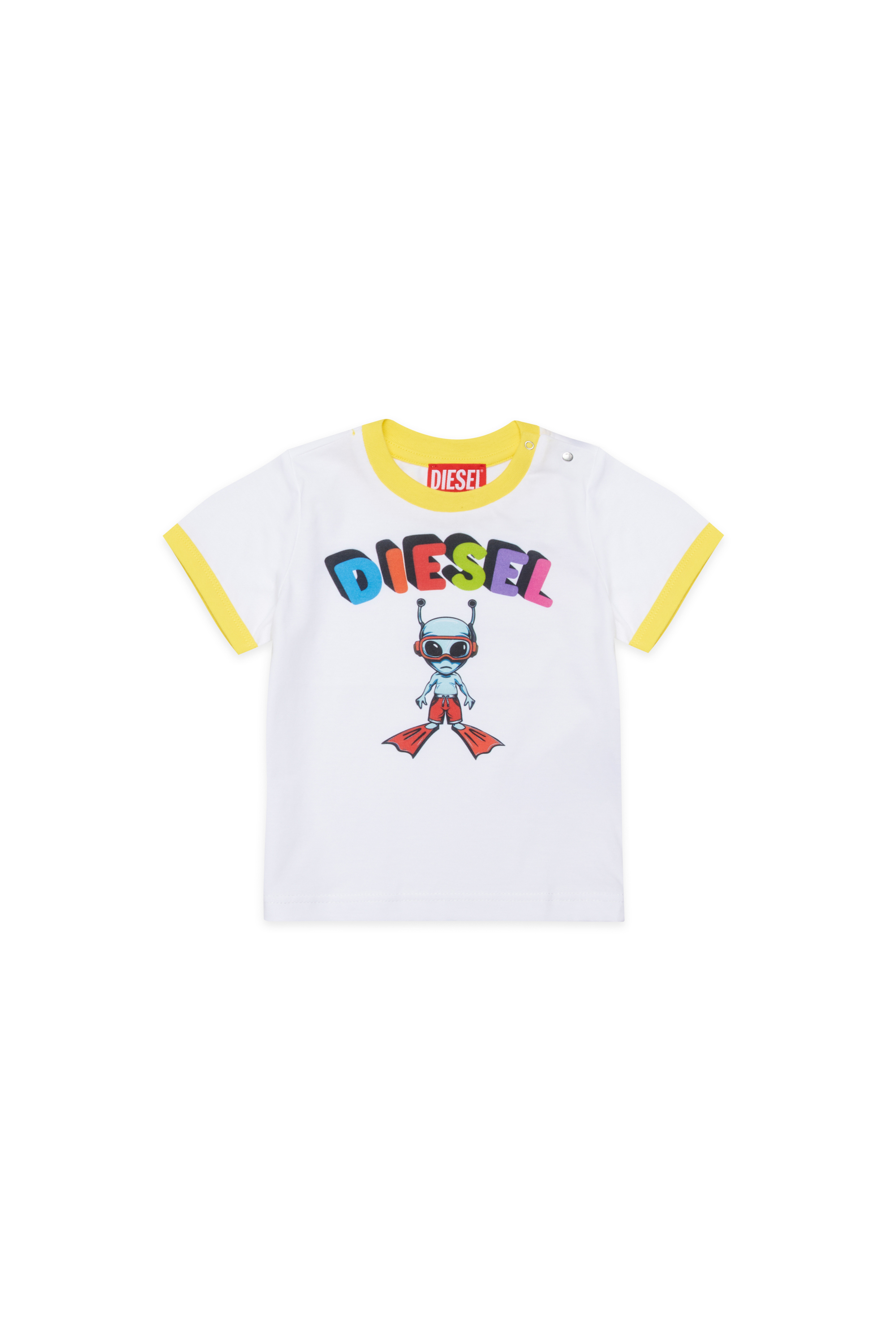 Diesel - MTIRULB, Male's Ring T-shirt with multicolor alien logo in ホワイト - 1