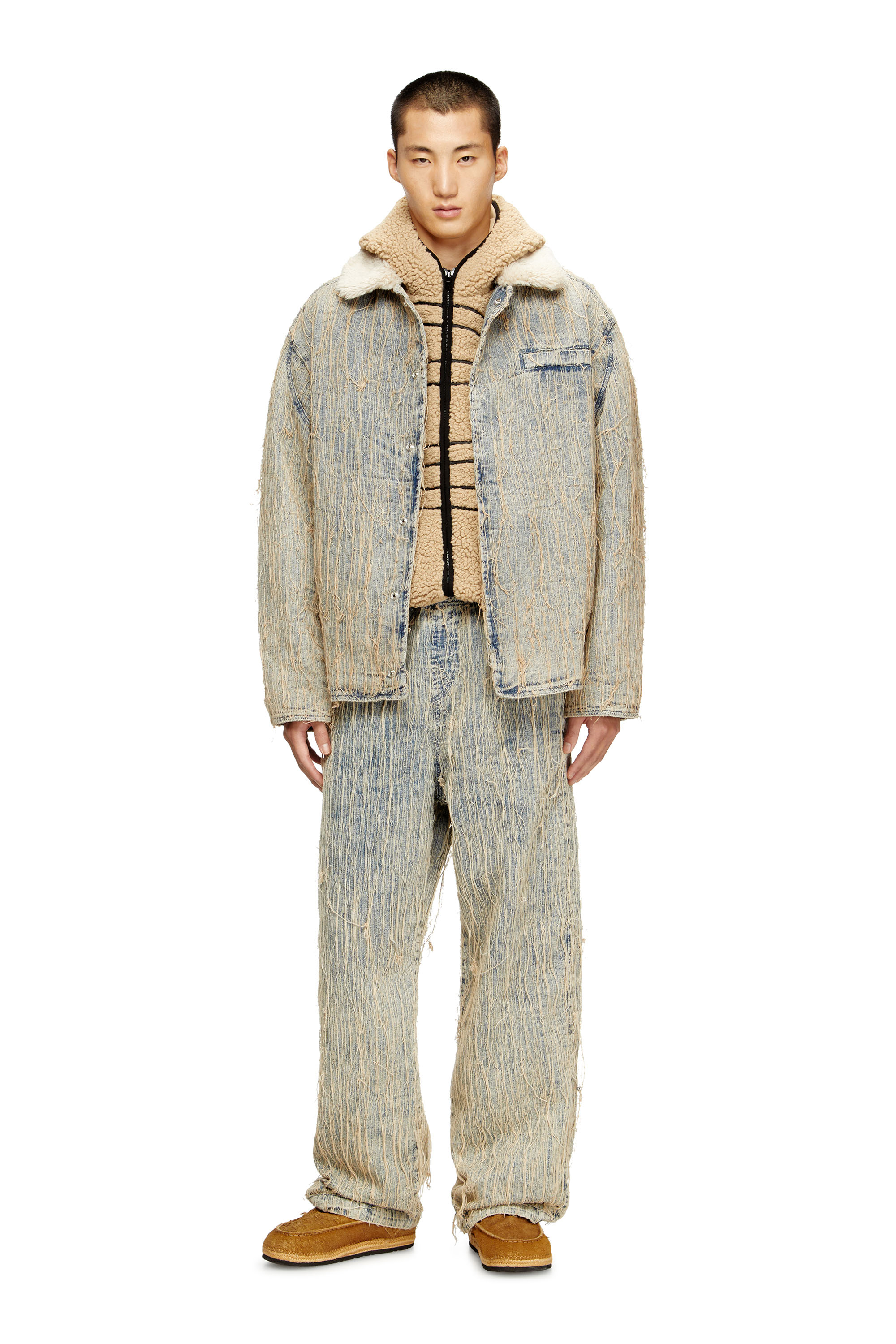 Diesel - D-IVAR-S, Male's Jacket in floating-thread jacquard denim in ライトブルー - 1