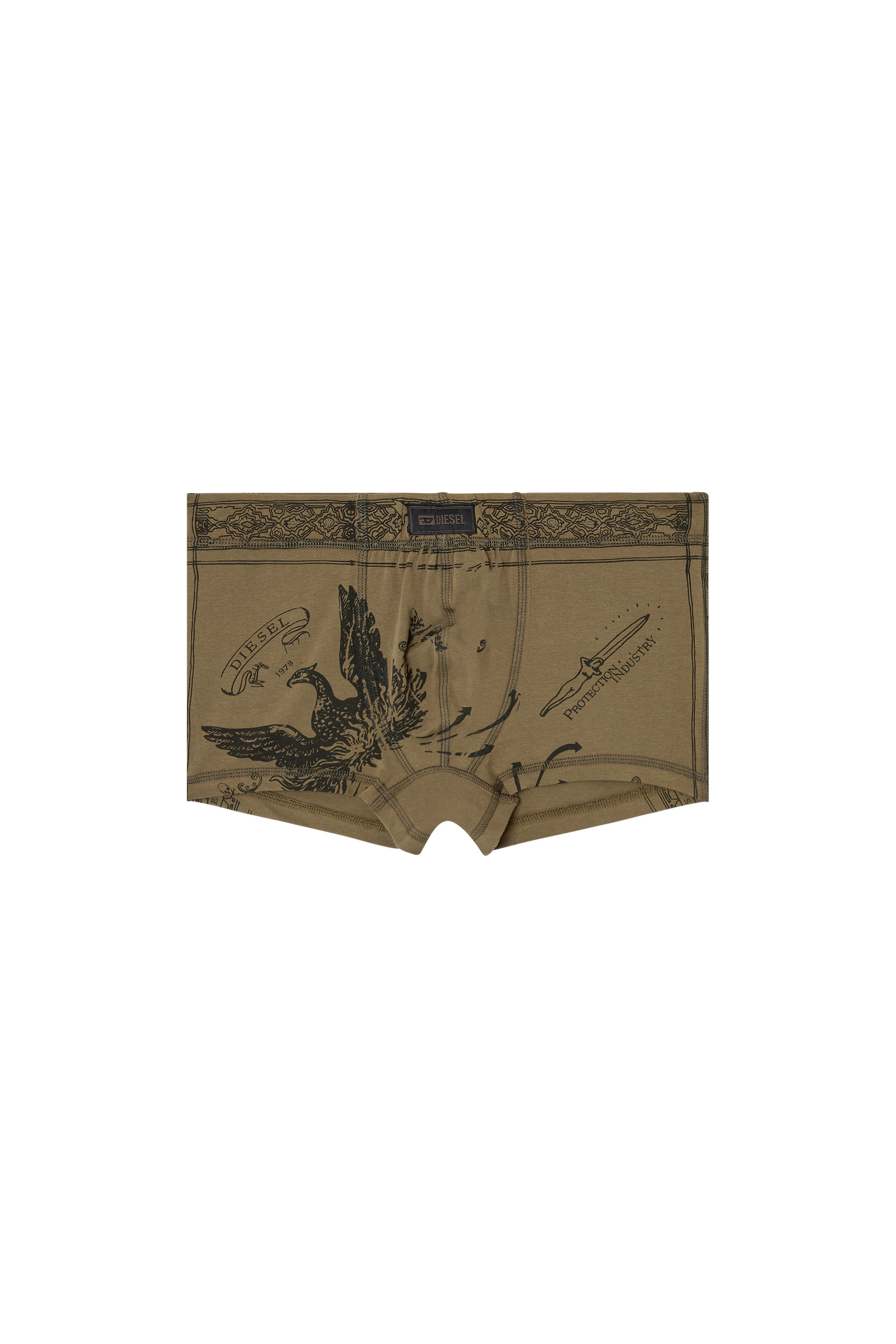 Diesel - DAMIEN-UTLT, Male's Boxer briefs with Phoenix print in ミリタリーグリーン - 4