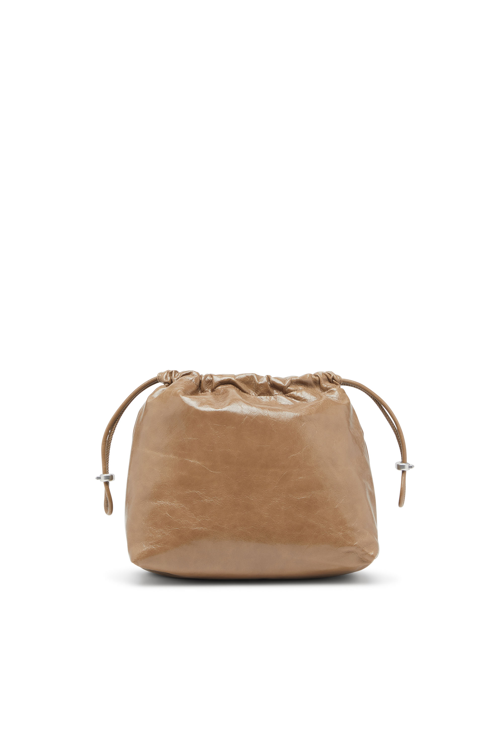 Diesel - SCRUNCH-D BUCKET, Female's Scrunch-D-Bucket bag in shiny wrinkled leather in ライトブラウン - 2