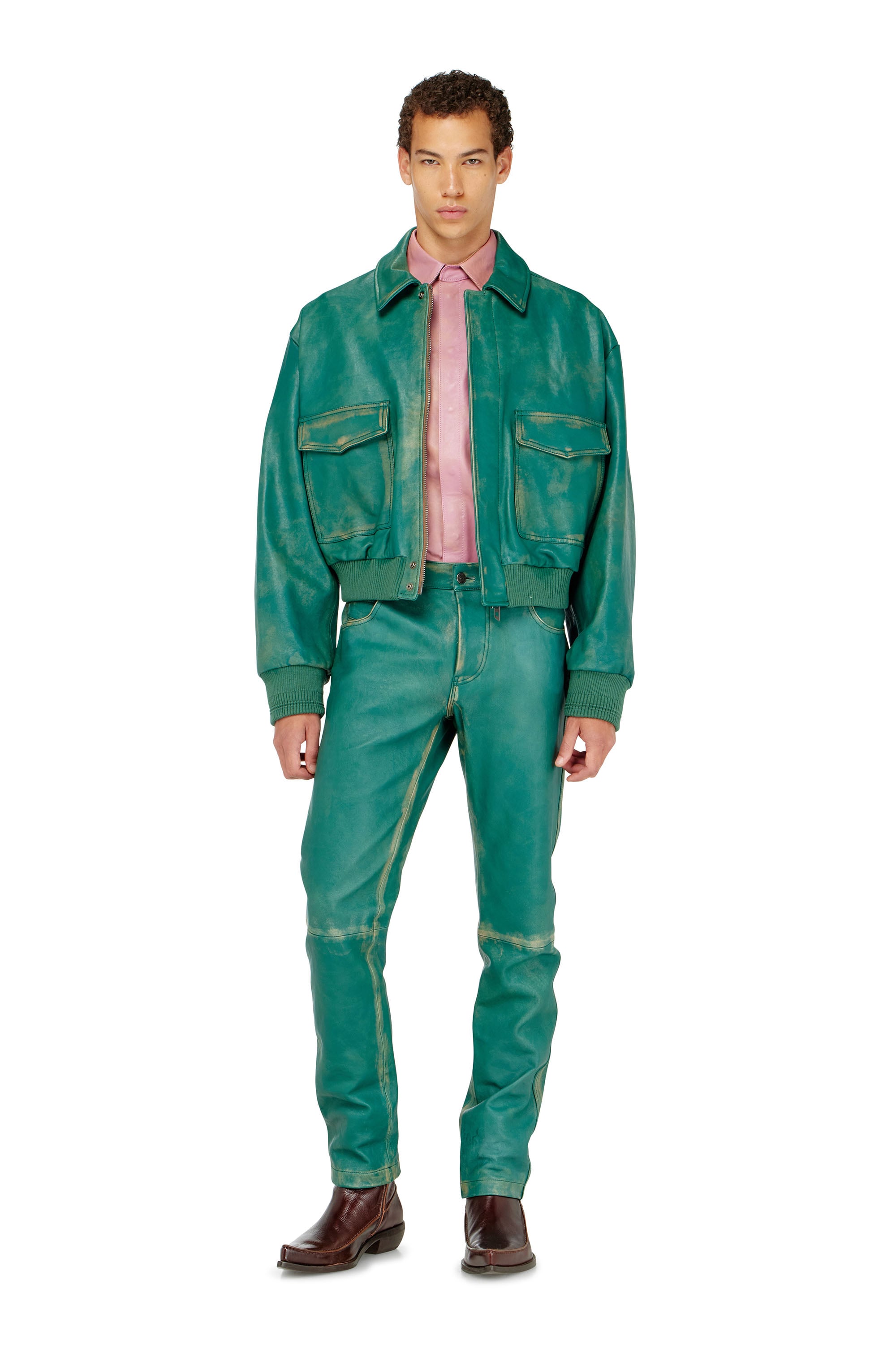 Diesel - P-OCKET, Male's Pants in treated leather in null - 1