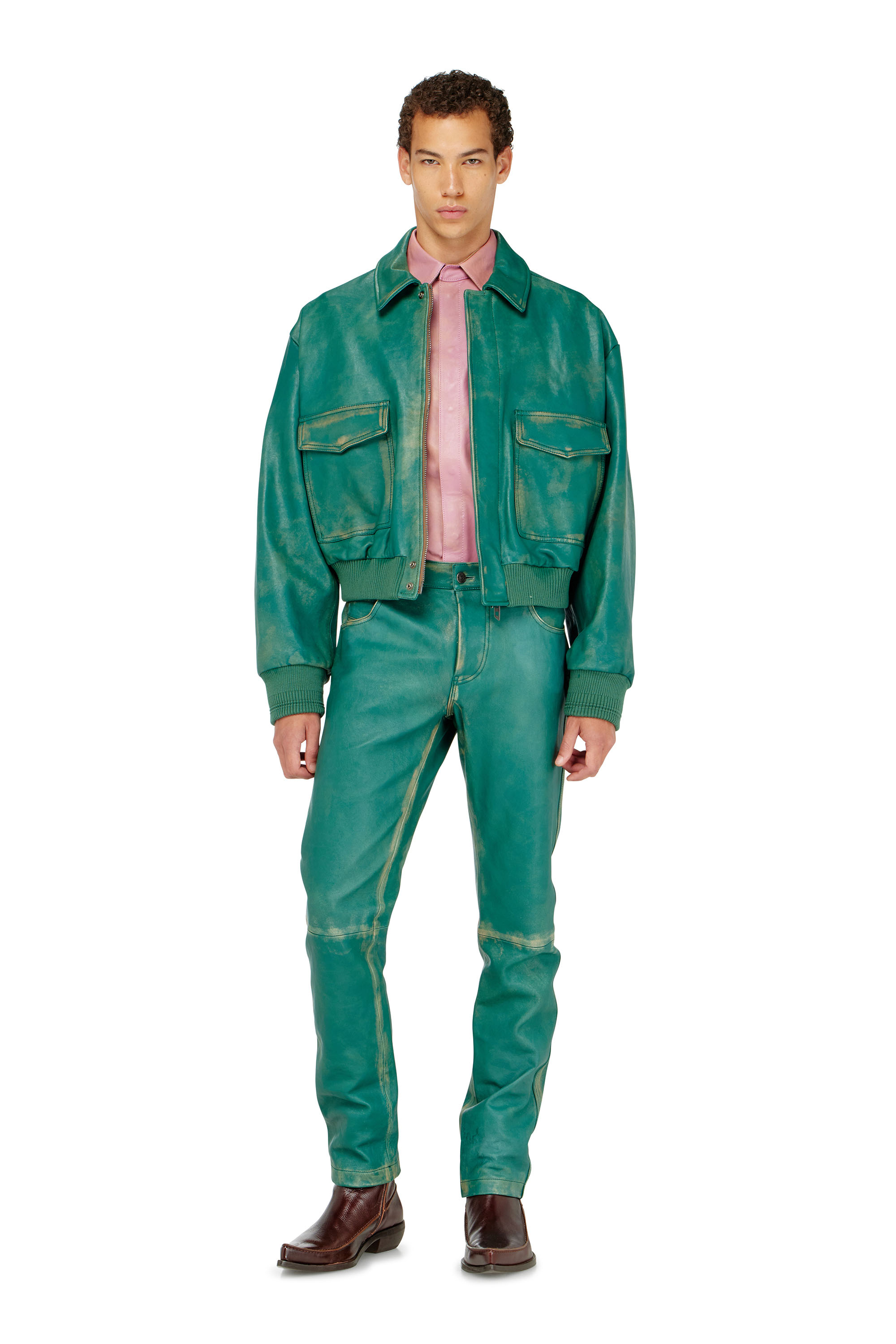 Diesel - P-OCKET, Male's Pants in treated leather in null - 1