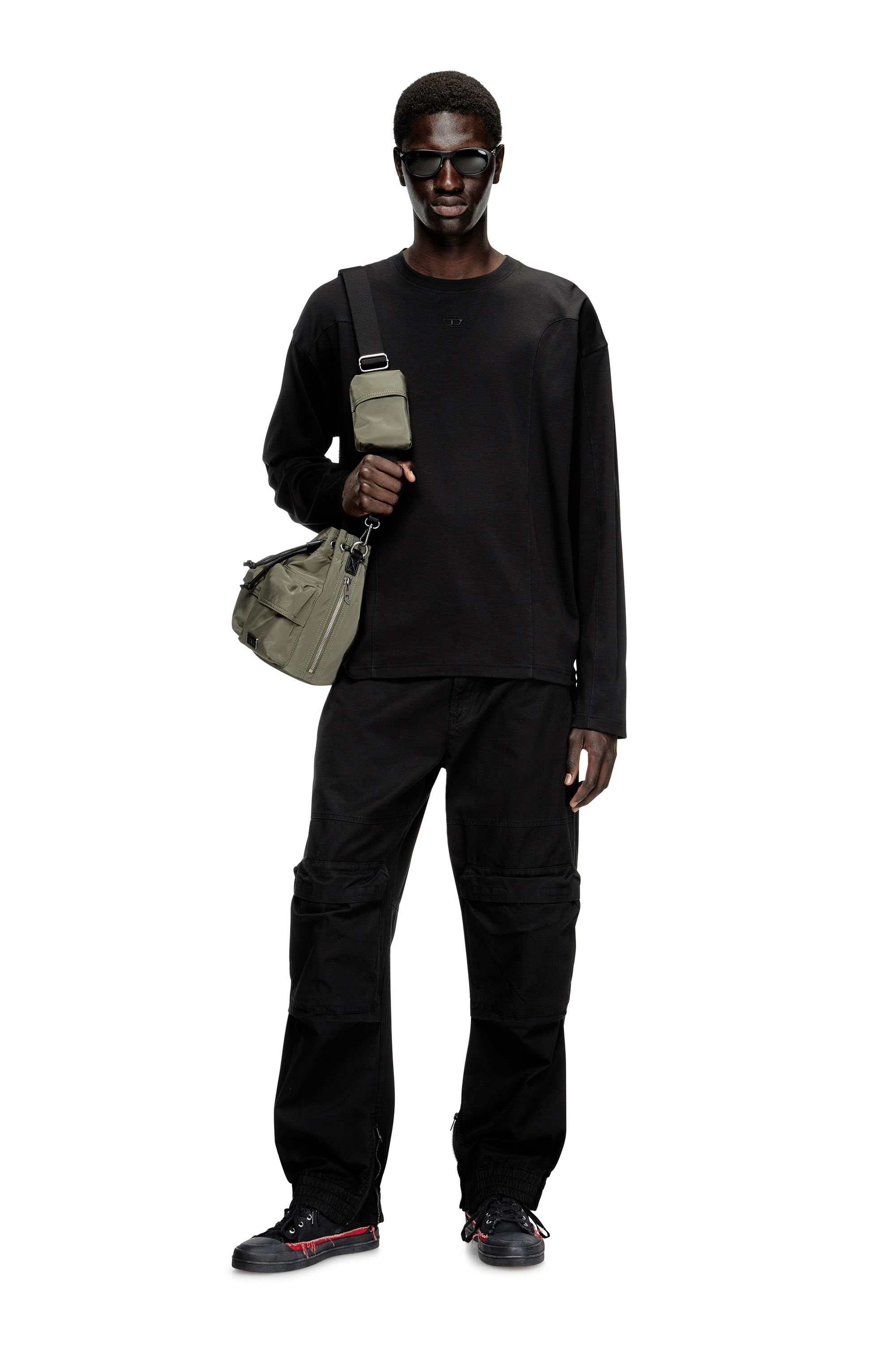 Diesel - T-BOXT-LS-INT, Male's Long-sleeve T-shirt with panels in ブラック - 2
