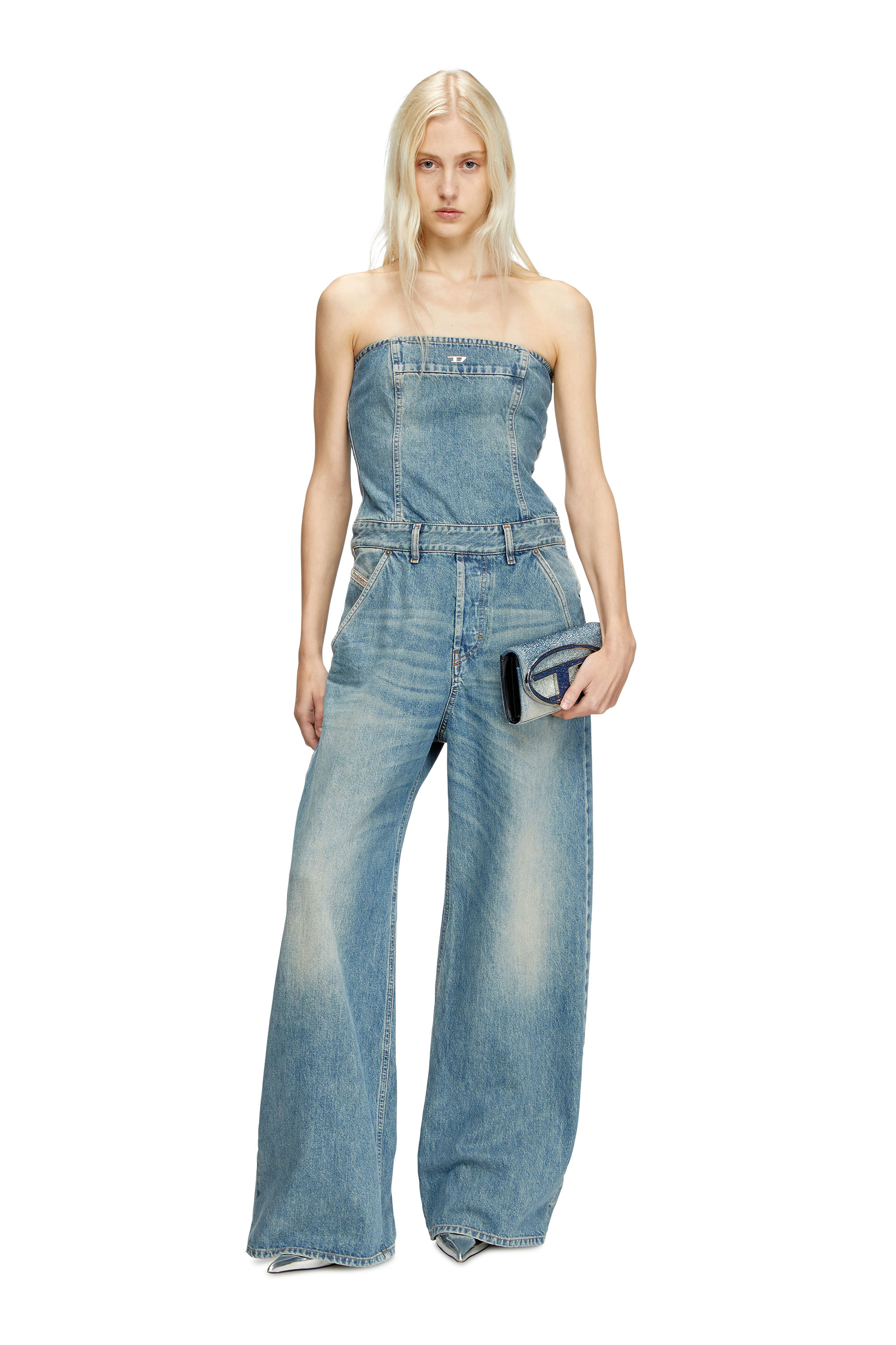 Diesel - DE-BRIDE, Female's Denim strapless jumpsuit in ライトブルー - 1