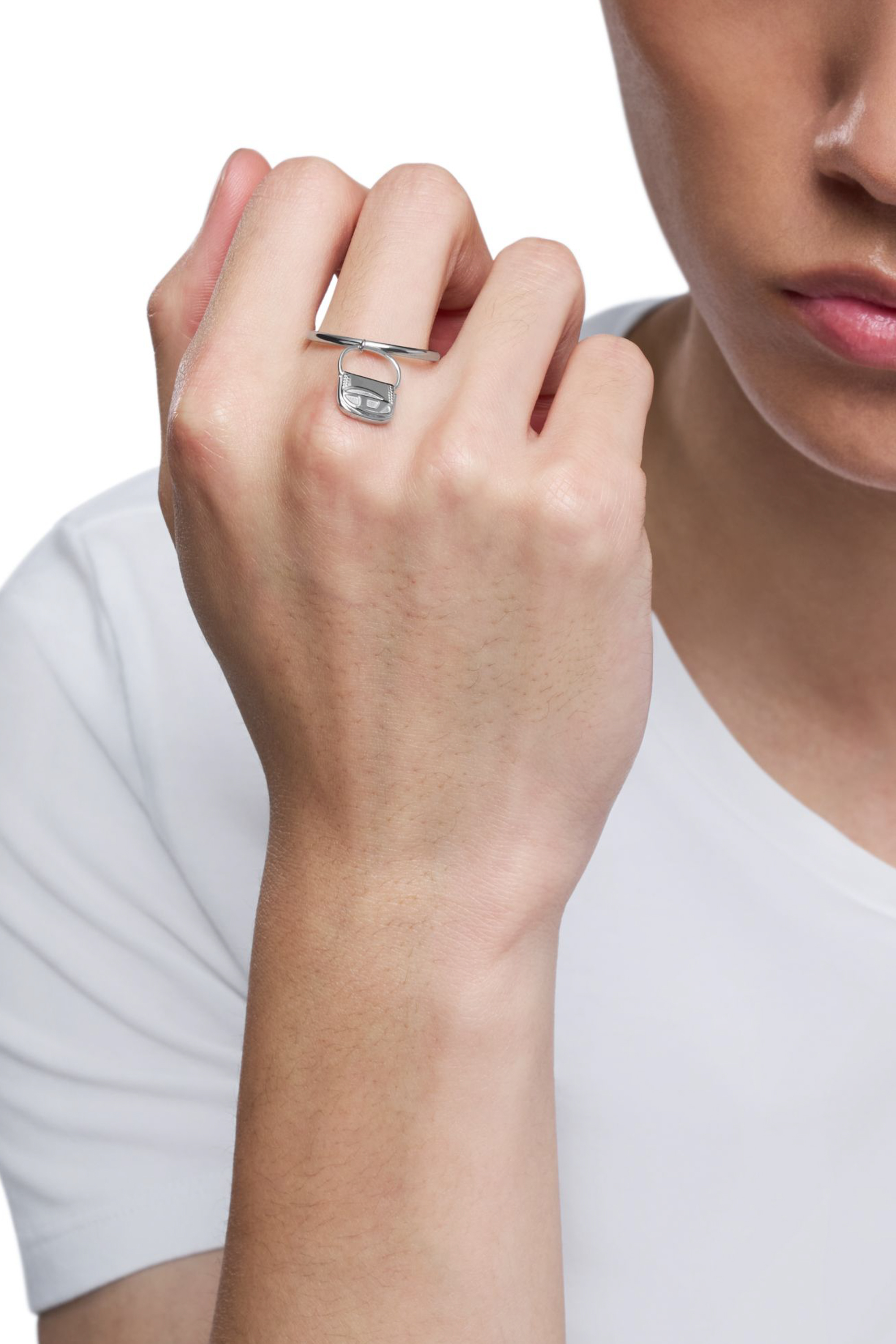 Diesel - DX1619040 JEWELLERY, Unisex's Stainless steel 1dr bag charm ring in シルバー - 6