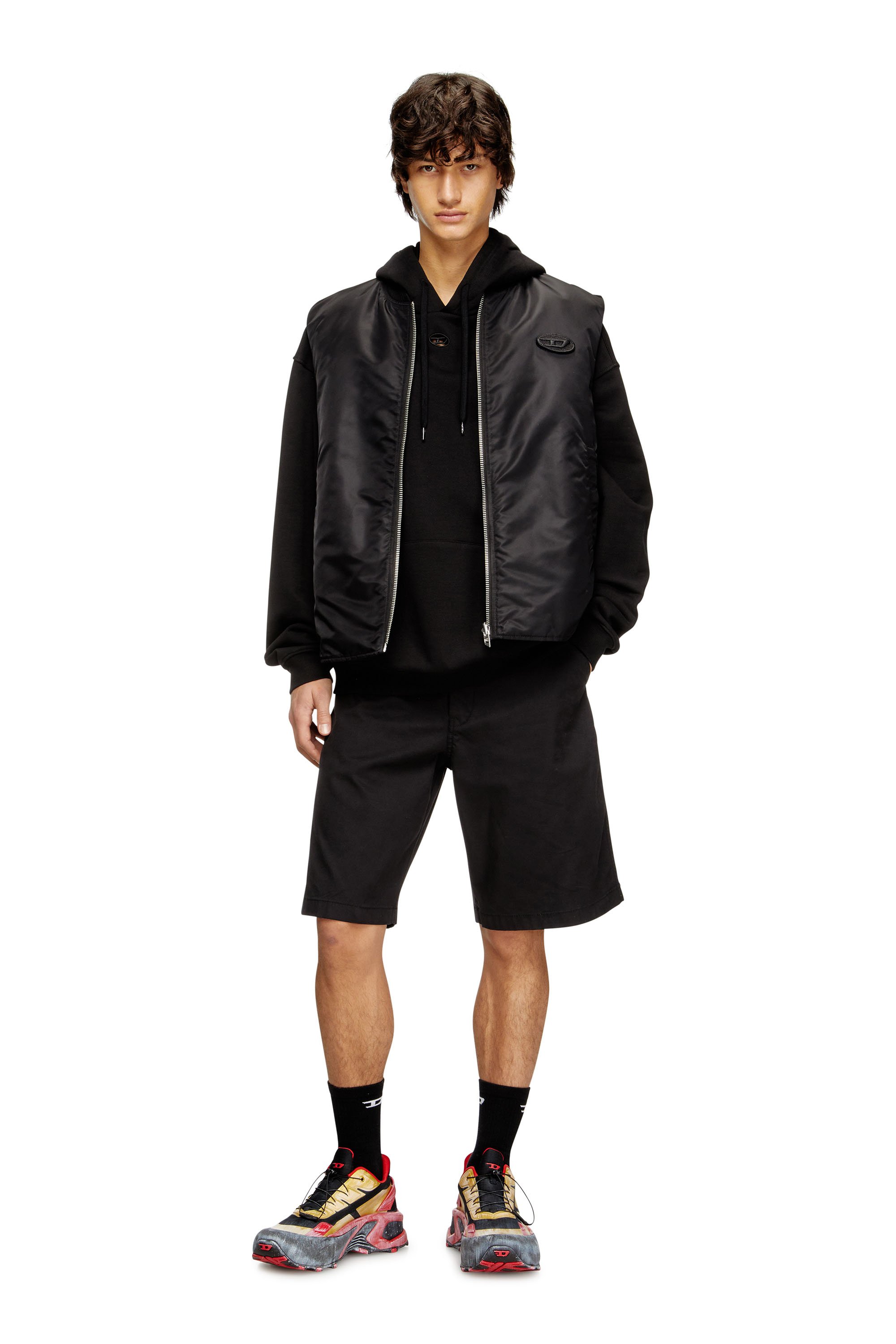 Diesel - W-TYPE-D1-SL, Male's ジップアップベスト in ブラック - 2