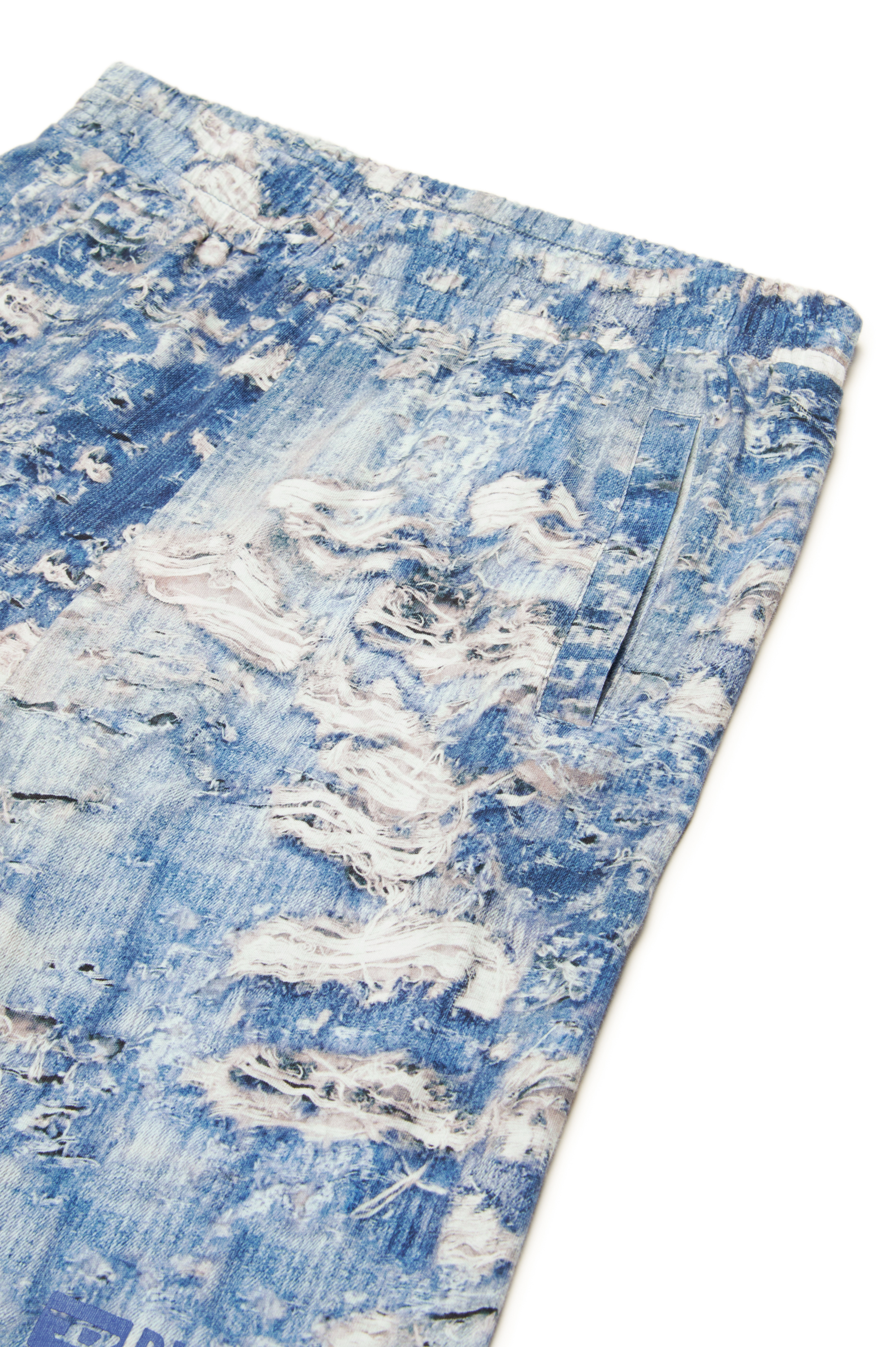 Diesel - PARSTON, Male's Sweat shorts with Tiger Breaks trompe l'oeil in ブルー - 3