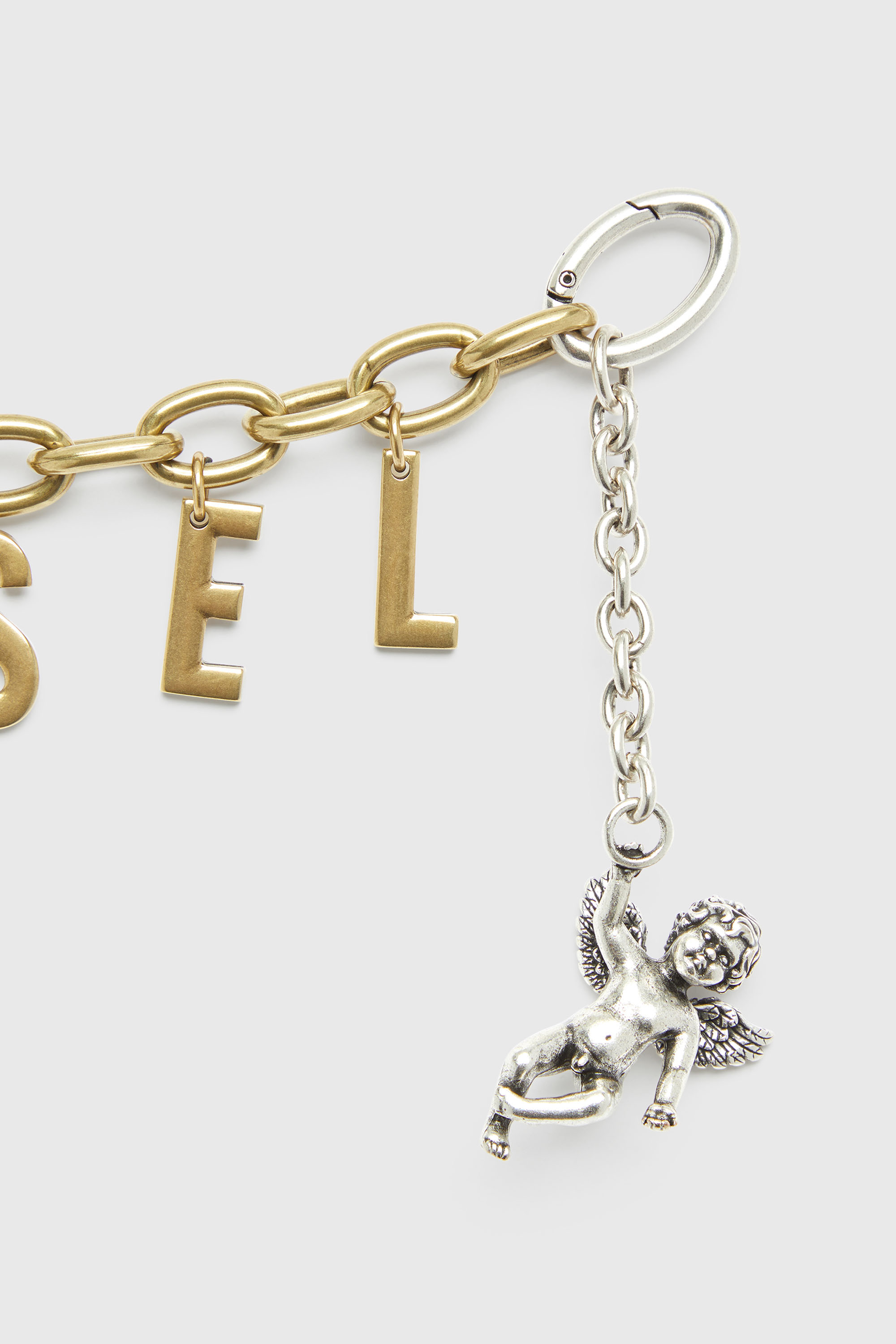 Diesel - CHAIN-D III S, Female's Metal letter charm with cherub in ゴールド - 2