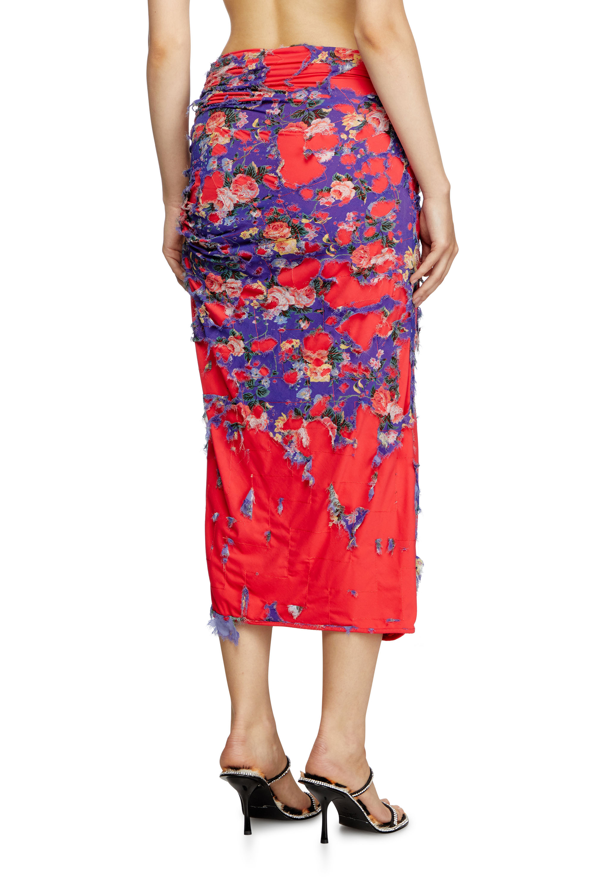 Diesel - O-FLONNA, Female's Draped pencil skirt with devoré in ピンク / ホワイト - 4