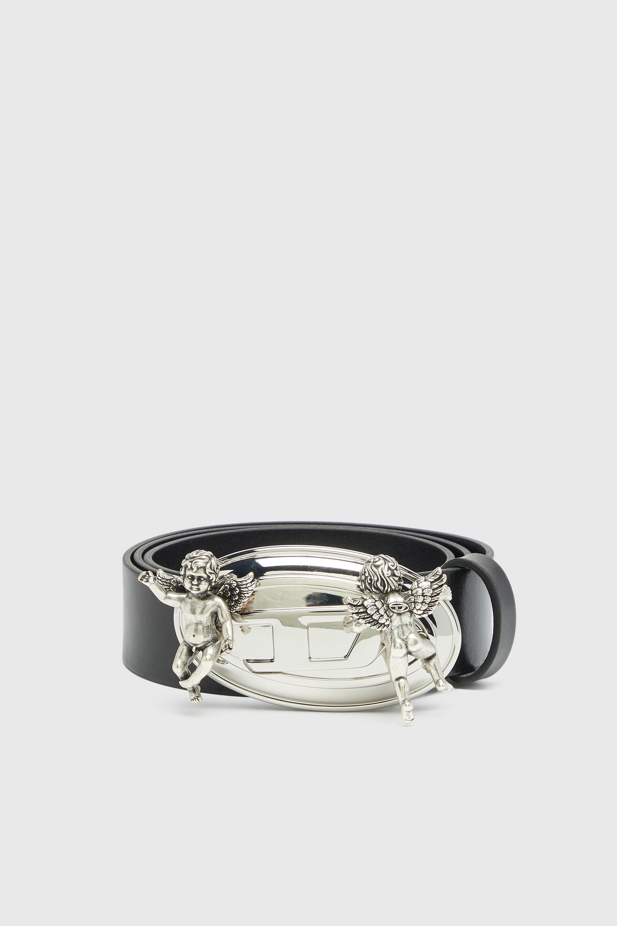 Diesel - B-OVAL ANGELS 35, Female's 3.5cm leather belt with cherub Oval D buckle in ブラック - 1