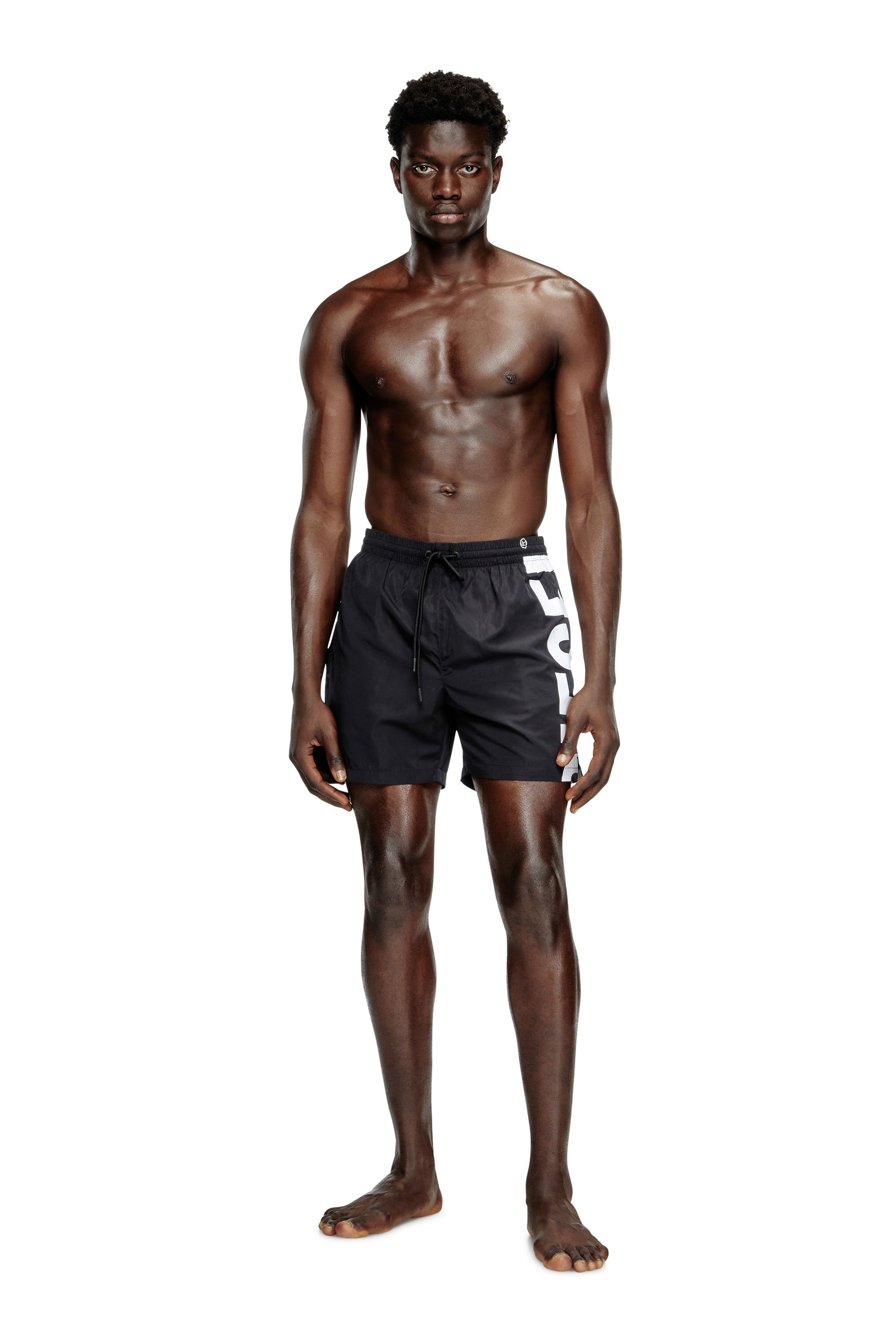 Diesel - RIO-41-D-CORE, Male's Mid-length swim shorts with maxi logo in ブラック/ホワイト - 1