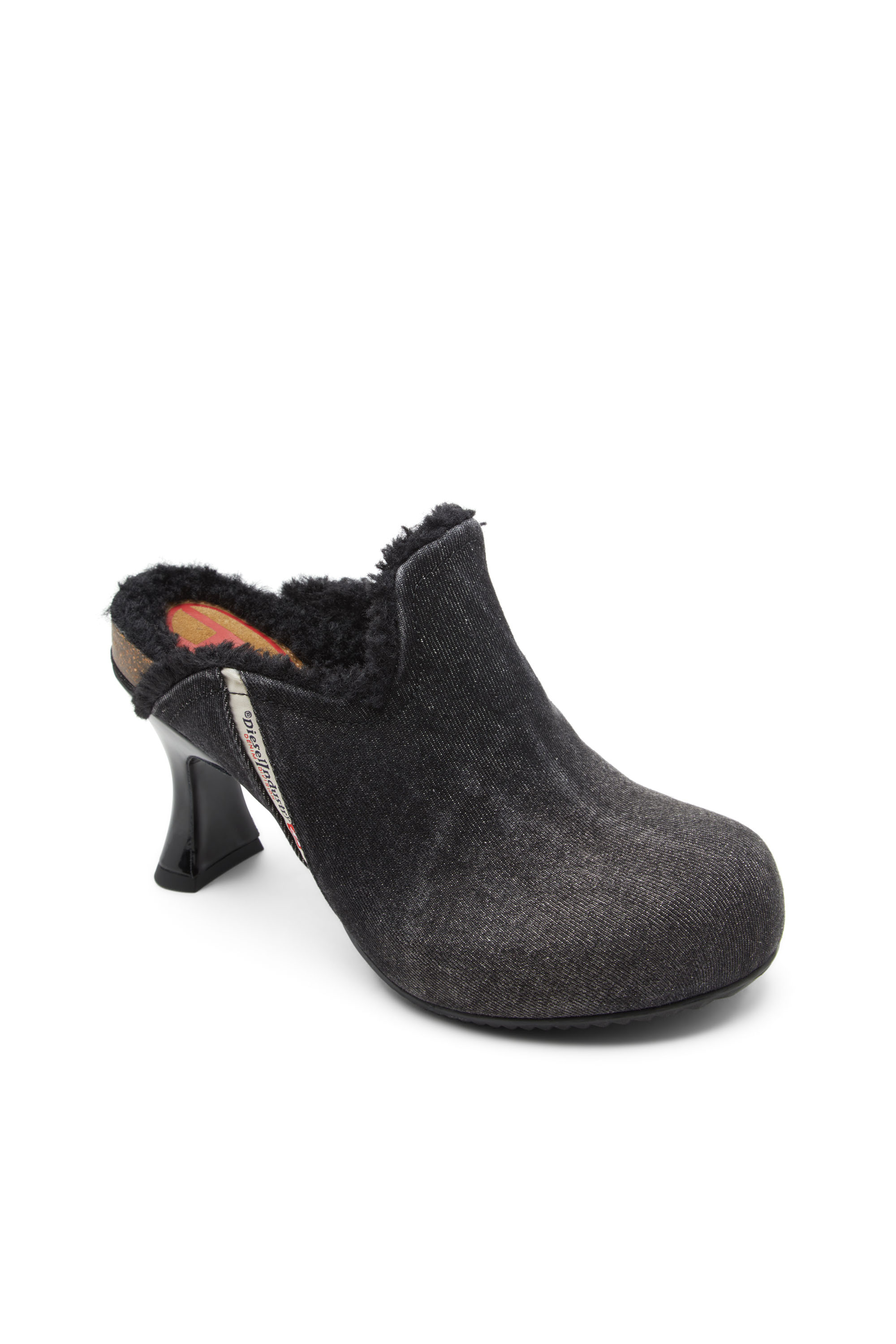 Diesel - D-WOODSTOCK ML W, Female's D-Woodstock-Plush-lined denim mules in ブラック - 6