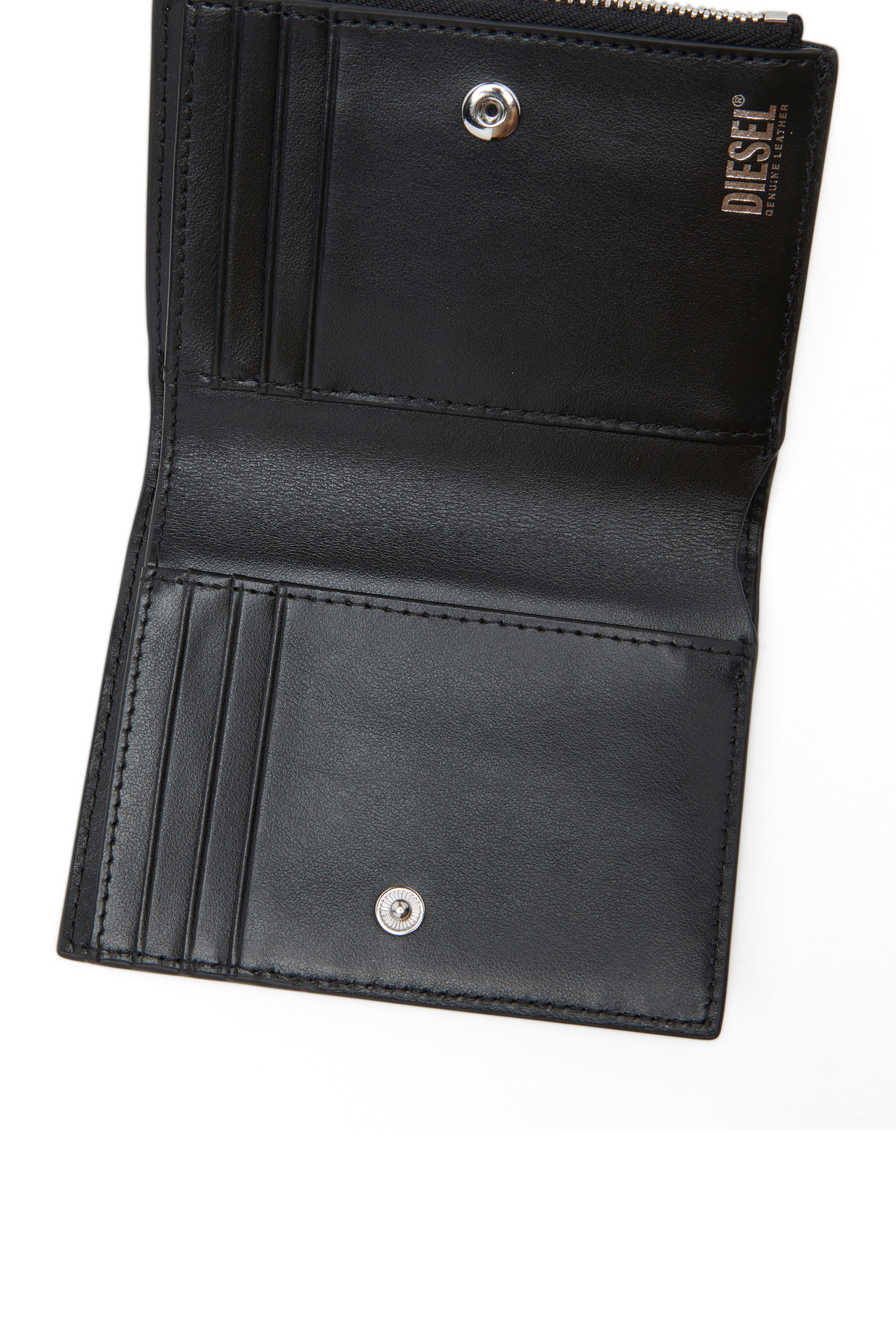 Diesel - 1DR BI-FOLD ZIP II, Female's Small leather wallet with logo plaque in ブラック - 3