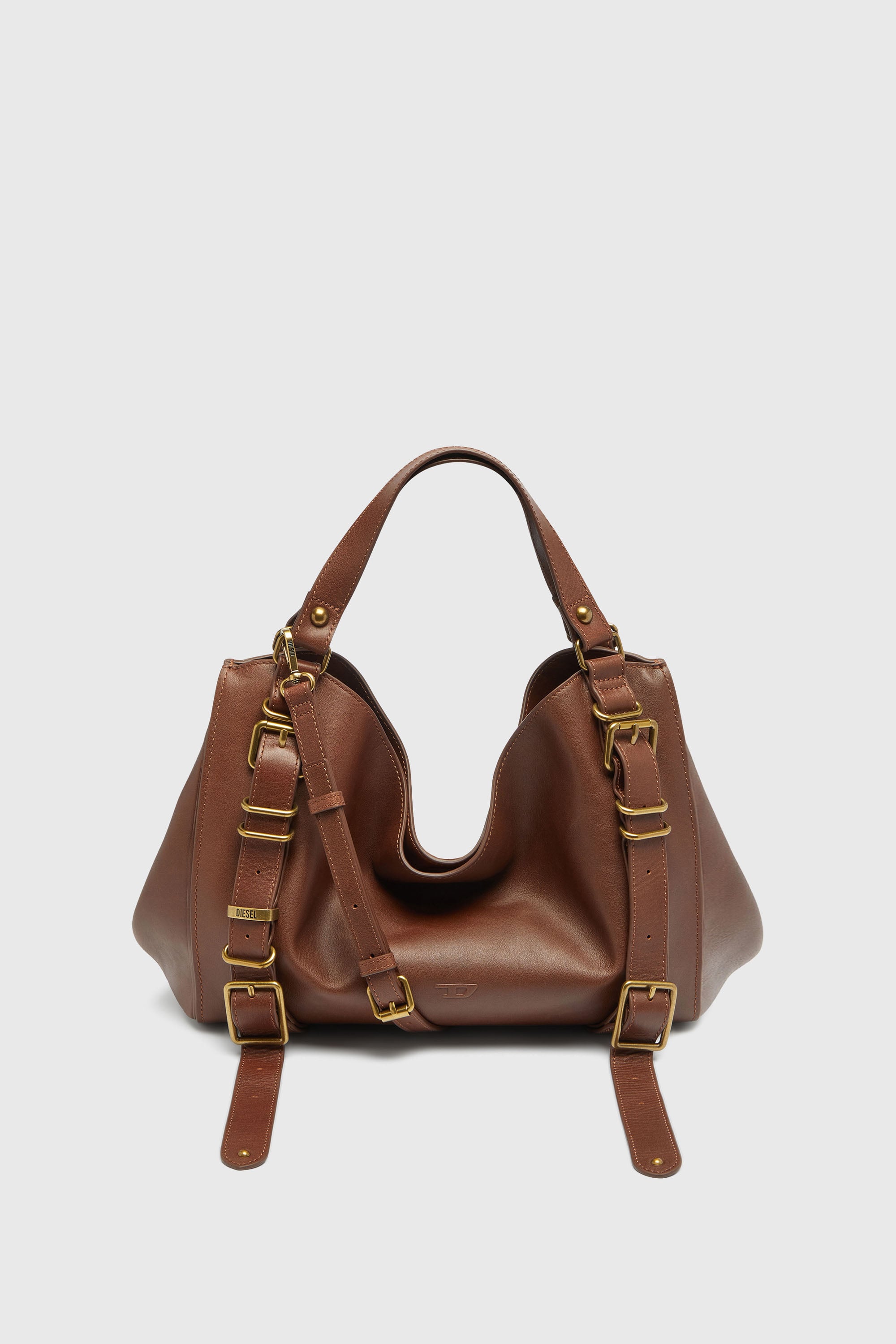 Diesel - D-ONE TOPHANDLE M, Unisex's D-One-Medium top-handle bag in treated leather in ブラウン - 1