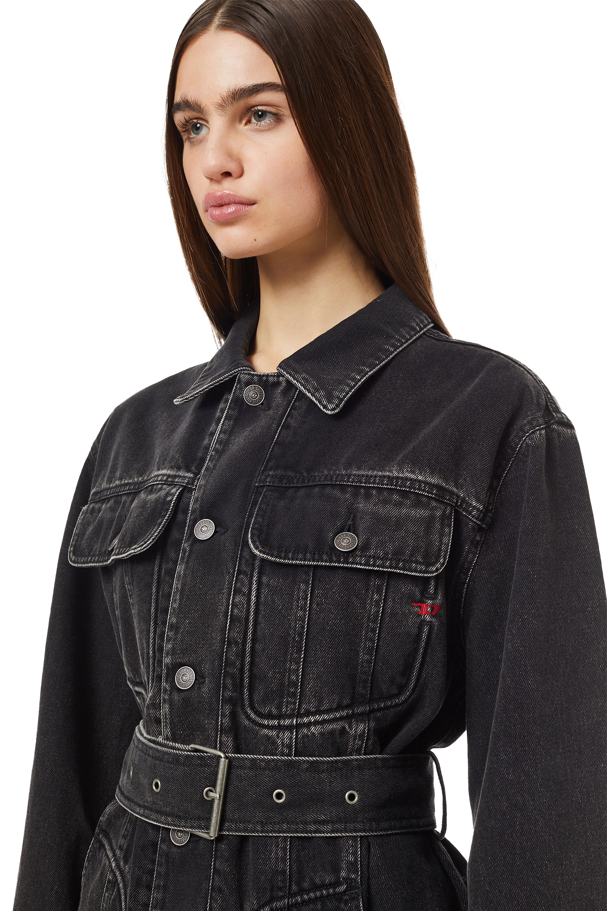 Diesel - DE-FLAMINIA TRUCKER COAT, ブラック/ダークグレー - Image 5