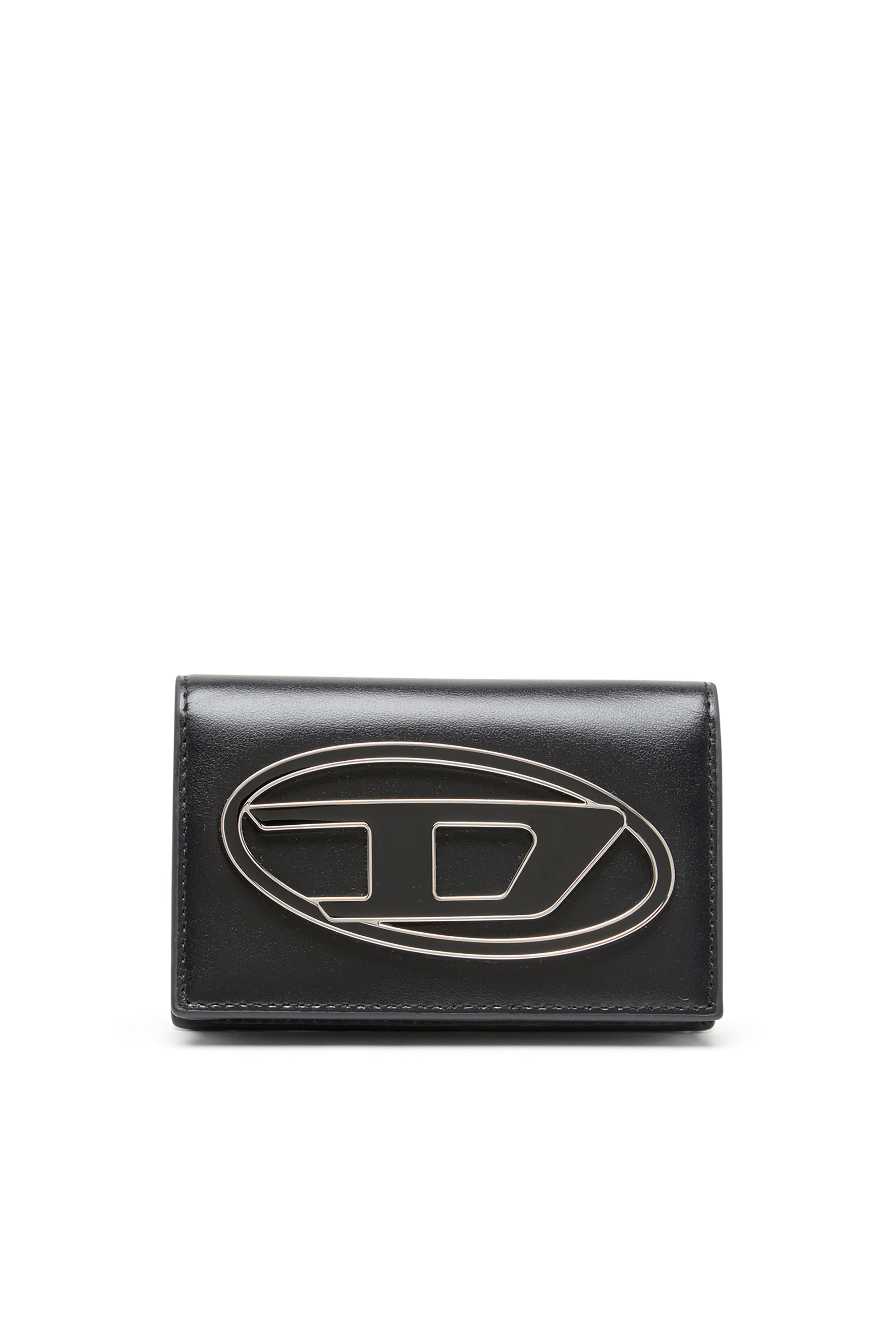 Diesel - 1DR CARD HOLDER IV, Female's Leather card holder with enamelled Oval D in ブラック - 1