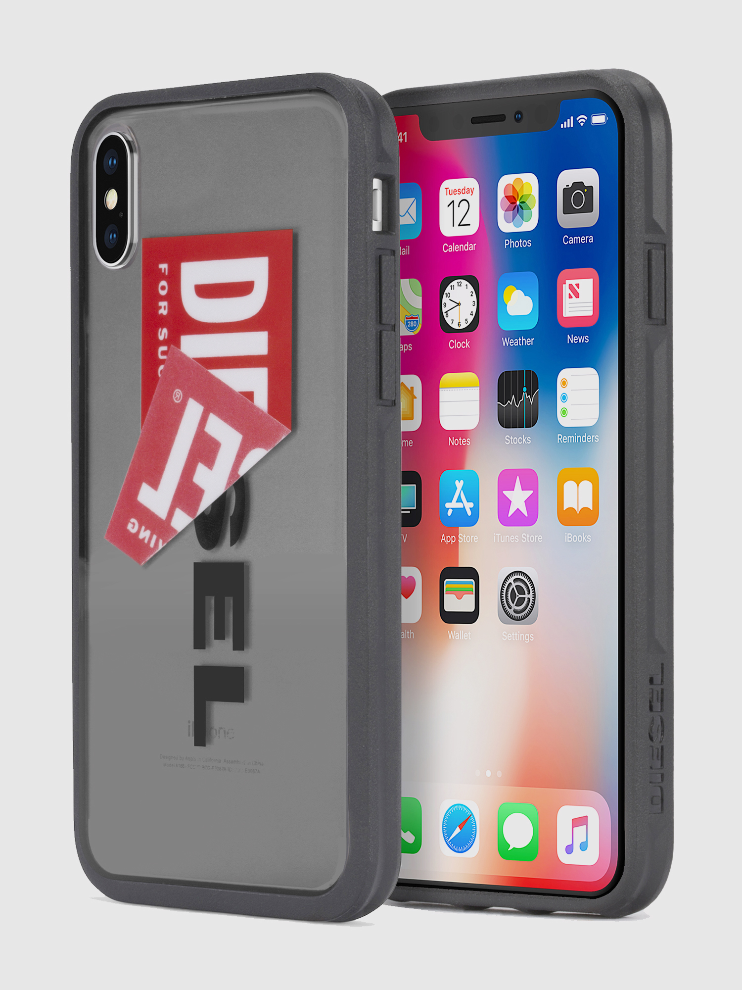 Diesel - STICKER IPHONE X CASE, Unisex's Diesel logo transparent case, iPhone X in ブラック - 1