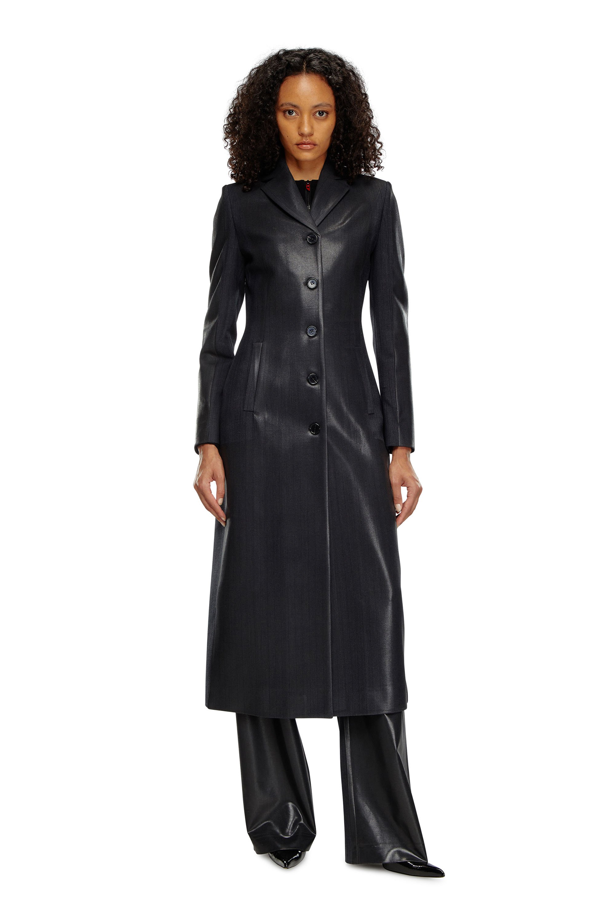 Diesel - G-LAMOUR, Female's Pinstripe jacket with coated front in ブラック - 2
