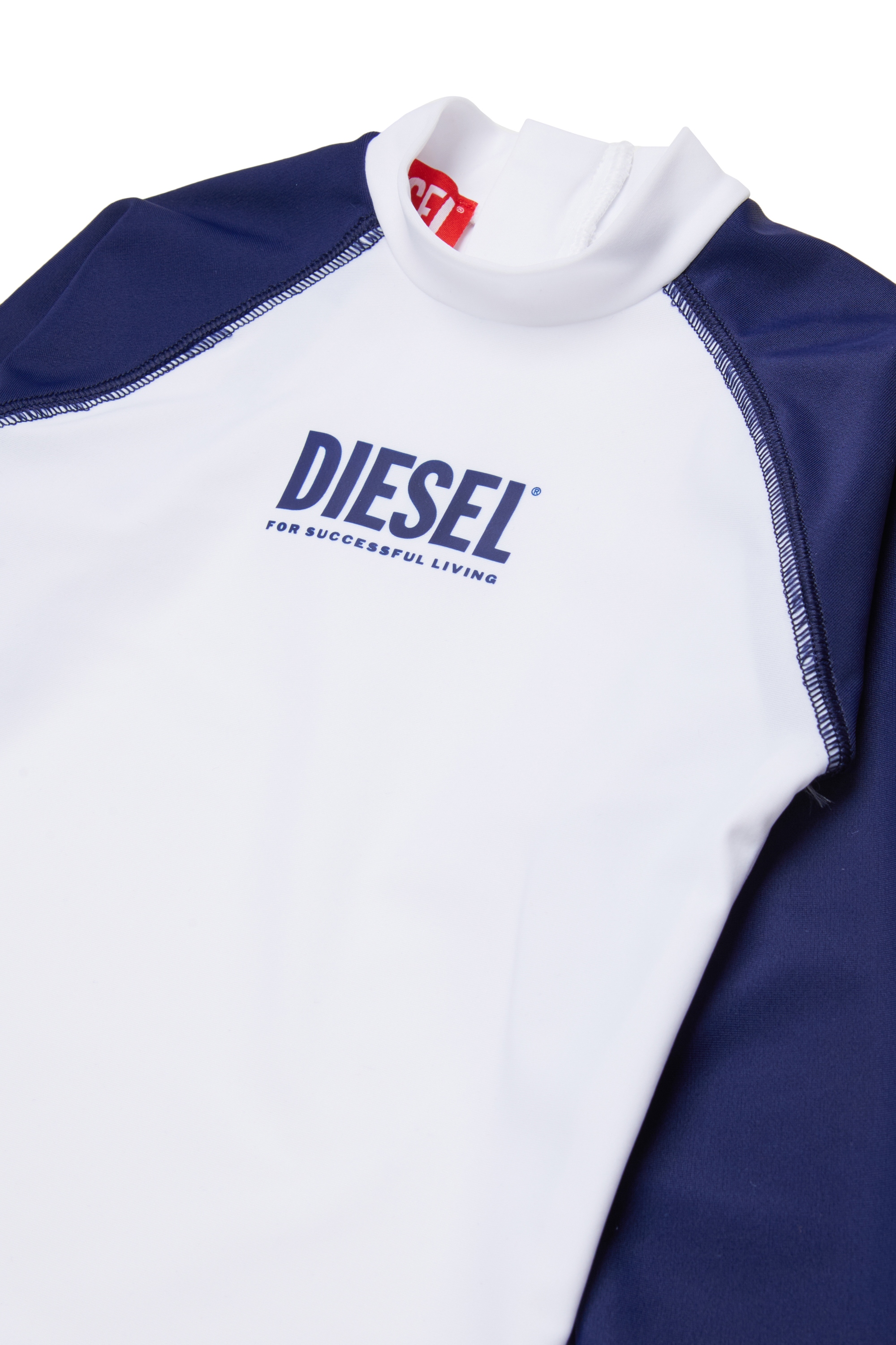 Diesel - MTRIB, Male's Rash guard with high neck in ホワイト/ブルー - 3