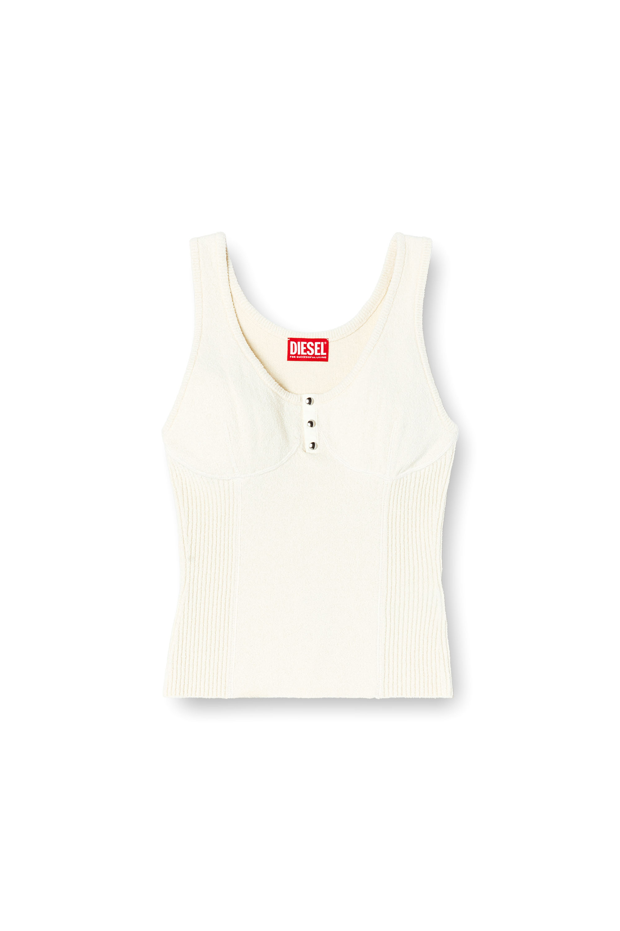 Diesel - M-LIANNE, Female's Knitted tank top with bustier-effect in ホワイト - 5
