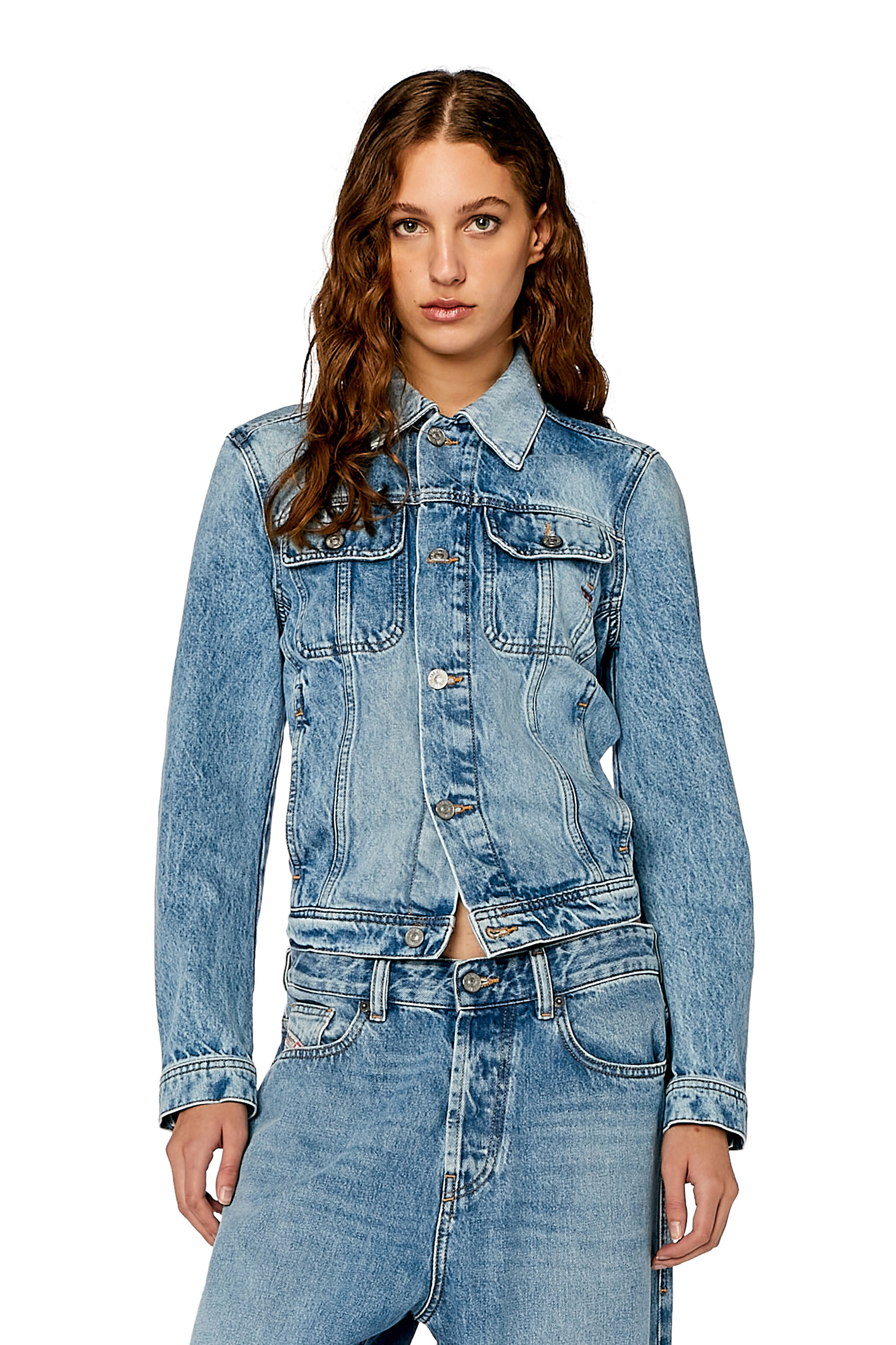Diesel - DE-BONNY, Female's Trucker jacket in denim in ライトブルー - 1