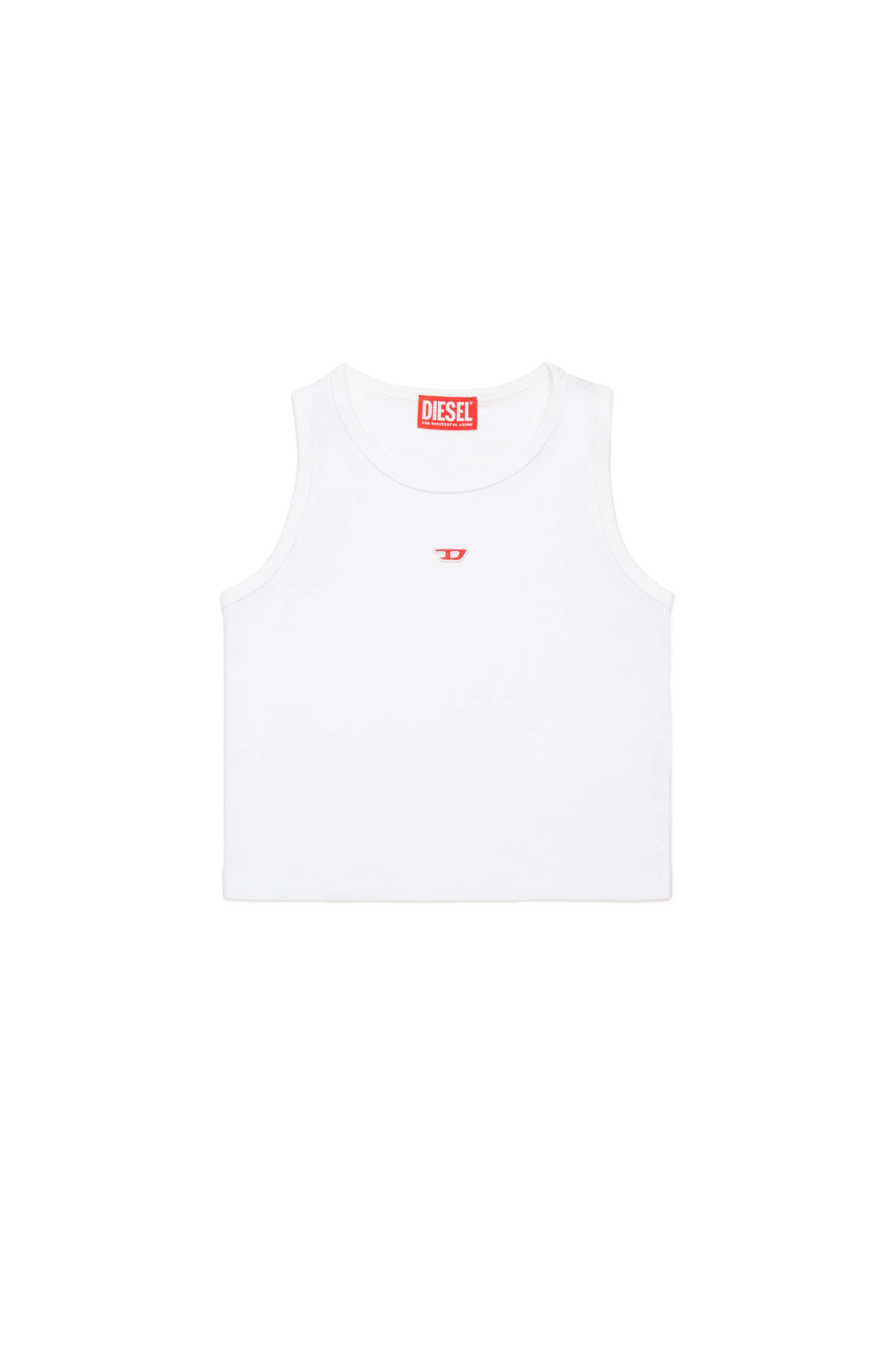Diesel - TASPYRD, Female's Tank top with D logo patch in ホワイト - 1