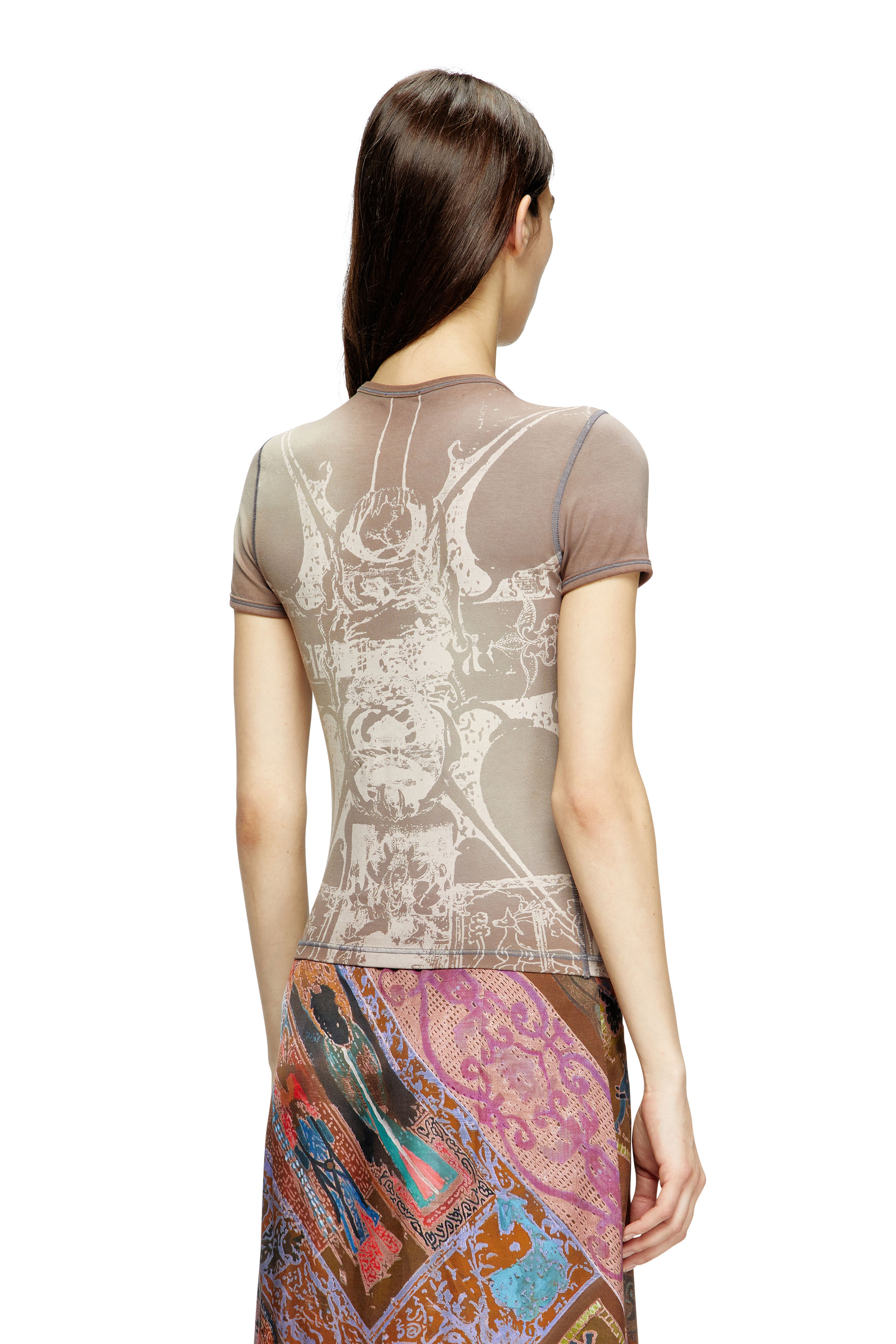 Diesel - T-UNCUTIES-LONG-R6, Female's Tシャツ in ライトブラウン - 4