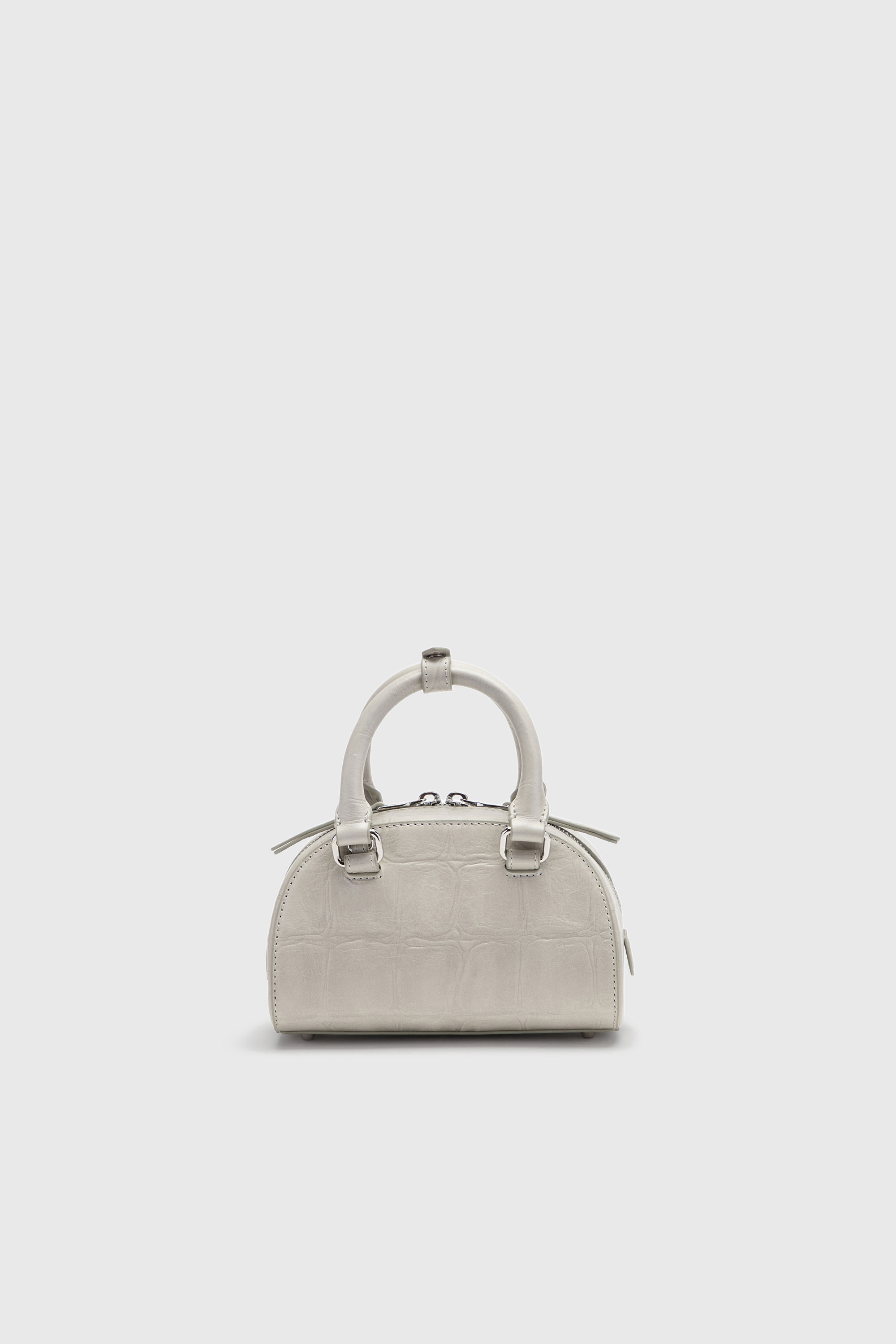 Diesel - 1DR DOME CROSSBODY, Female's 1DR Dome-Small bowling bag in croc-effect leather in グレー - 3