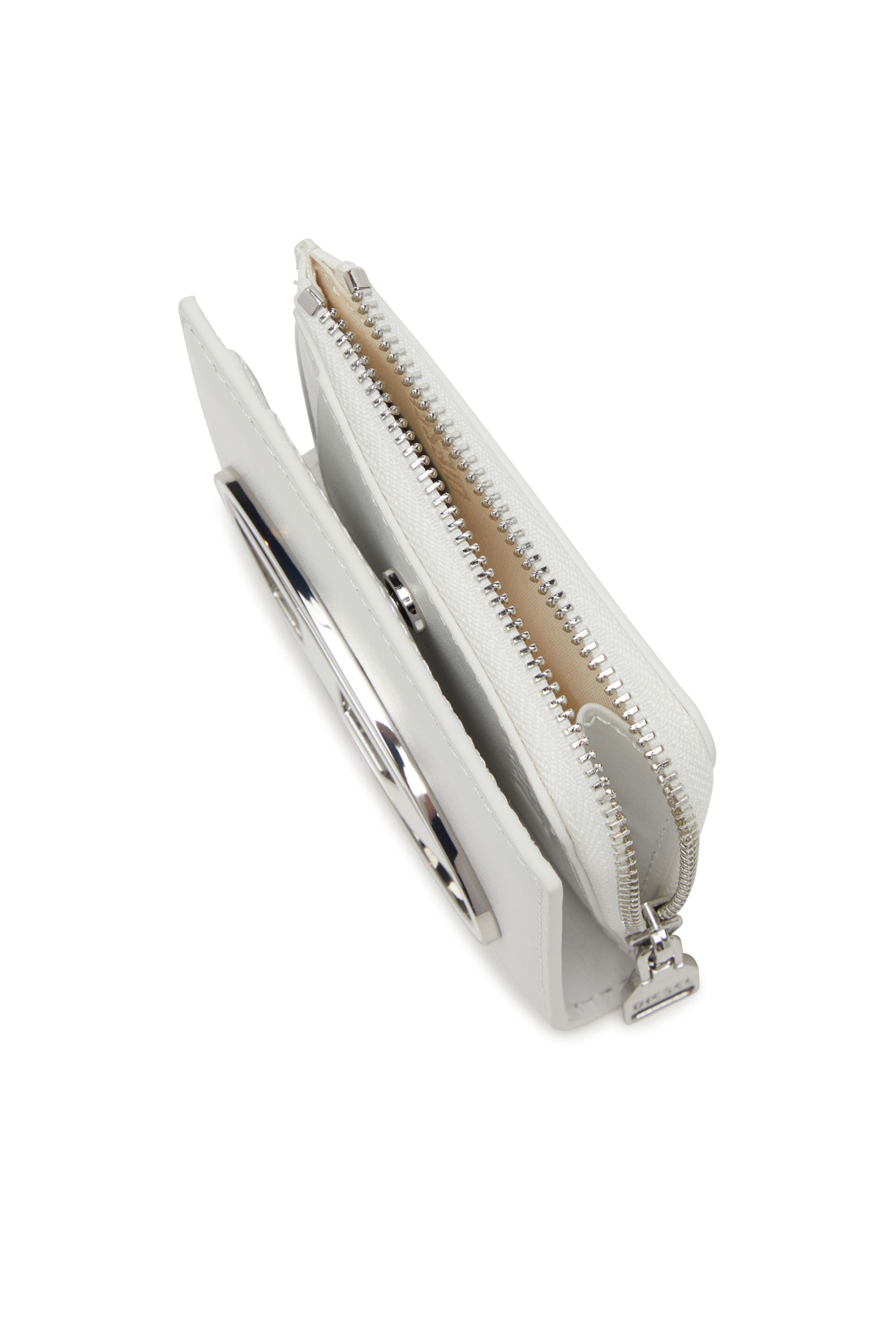 Diesel - 1DR CARD HOLDER ZIP L, Female's Bi-fold card holder in nappa leather in ホワイト - 4