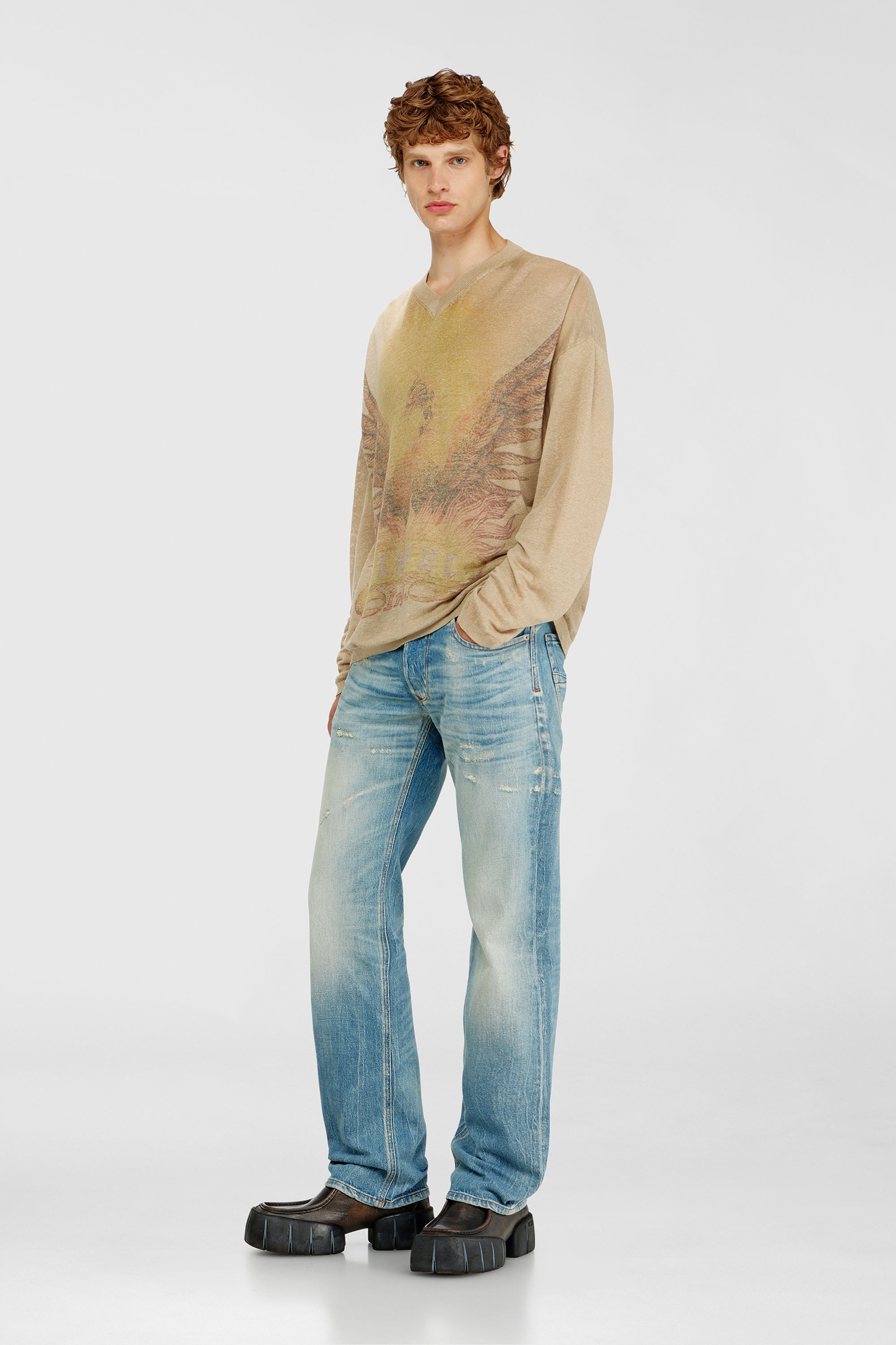 Diesel - K-ARMINS, Male's プルオーバーニット in ベージュ - 2