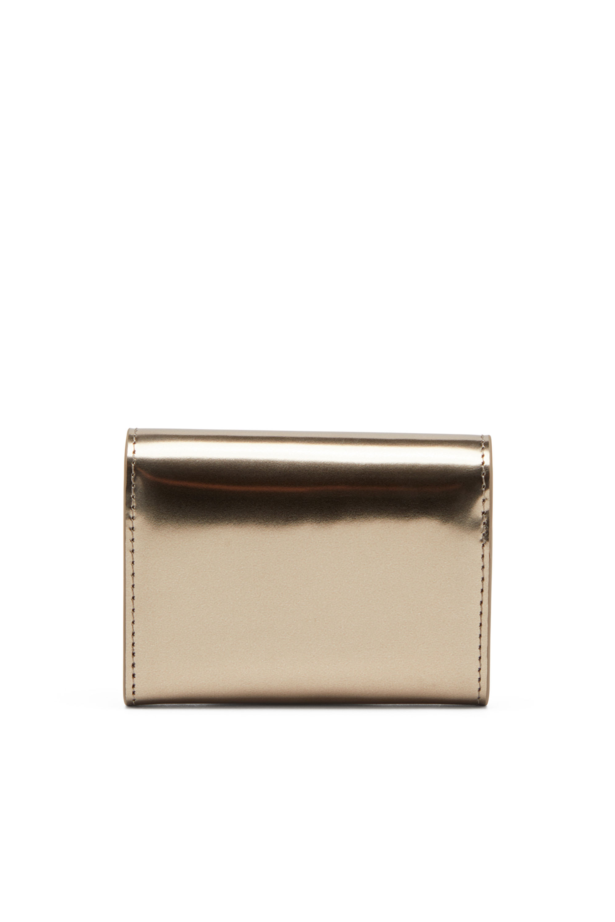 Diesel - 1DR CARD HOLDER BI-FOLD ZIP III, Female's Bi-fold card holder in mirrored leather in ブロンズ - 2