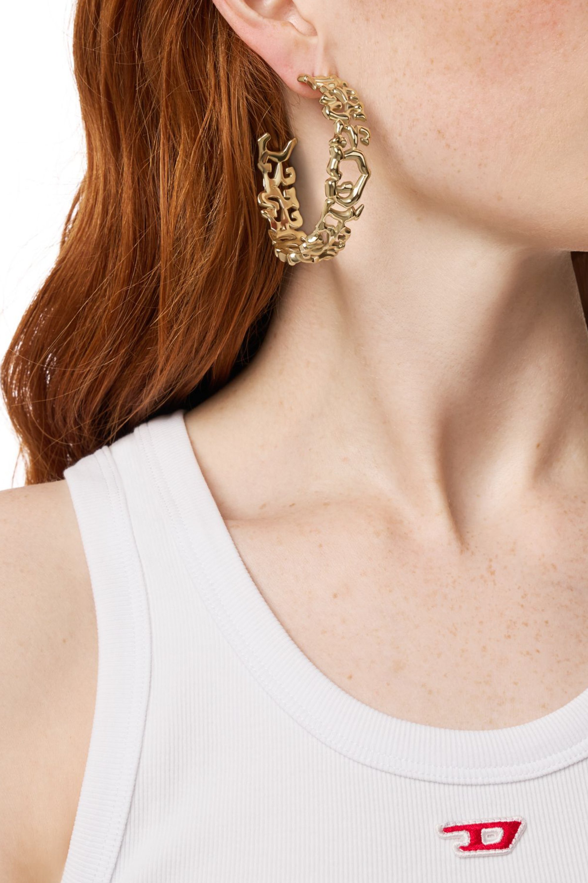 Diesel - DX1656710 JEWELLERY, Unisex's Stainless steel hoop earrings in ゴールド - 3