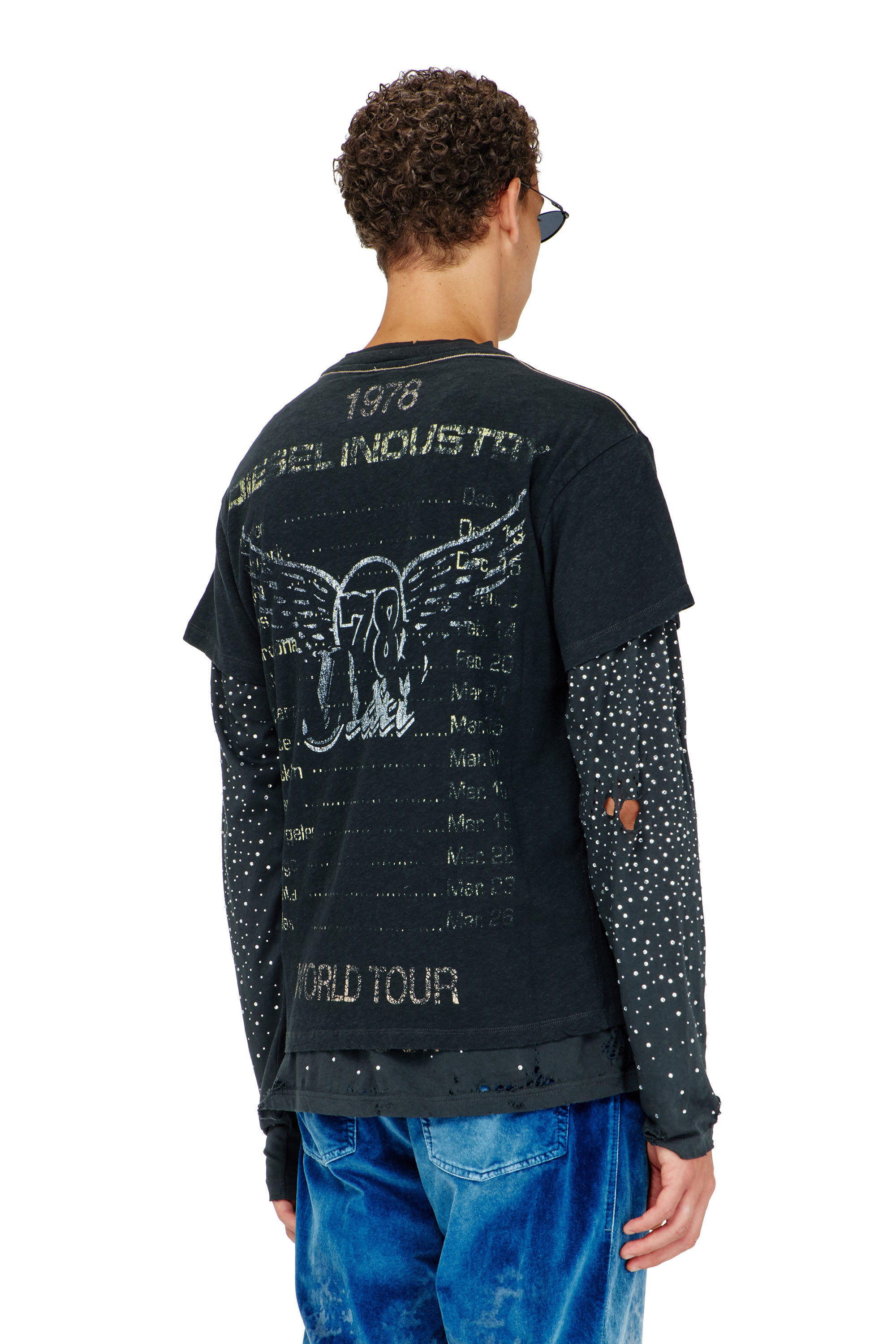 Diesel - T-GERIO-A, Male's Cotton-hemp T-shirt with concert graphics in null - 5