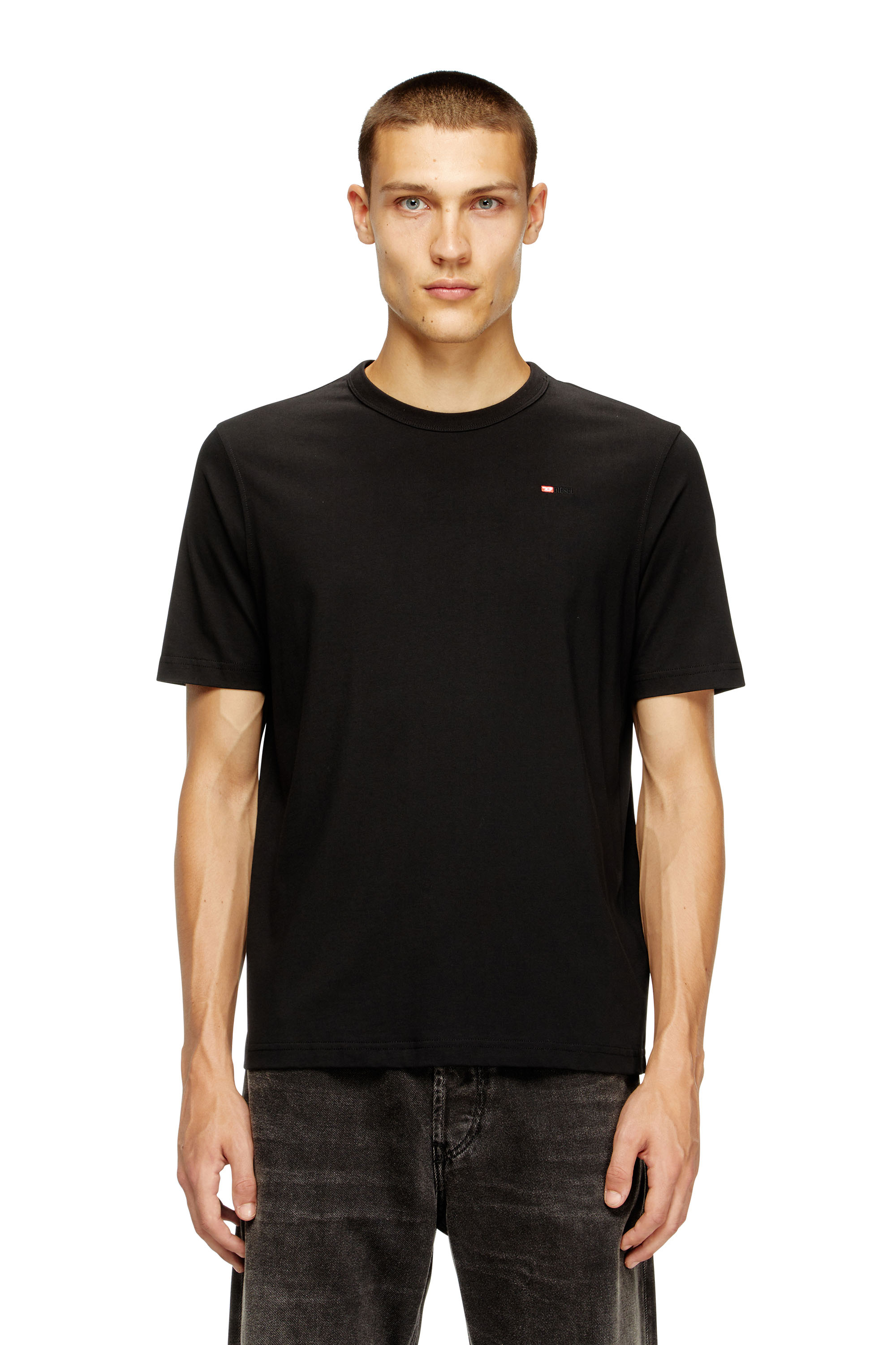 Diesel - T-ADJUST-MICRODIV, Unisex's T-shirt with micro-embroidered logo in ブラック - 3