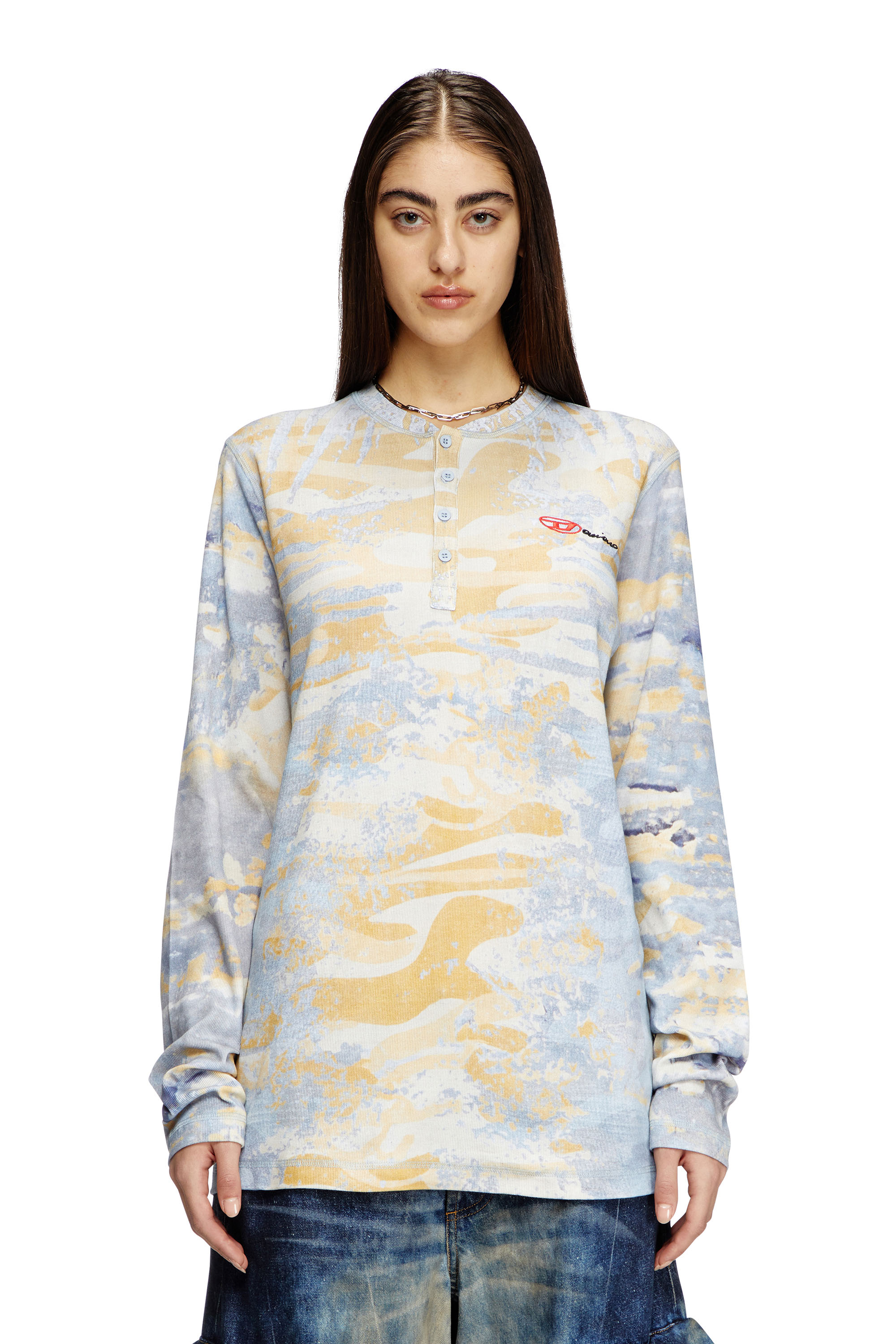 Diesel - T-JUSER-DD, Unisex's 長袖Tシャツ in ブルー/イエロー - 6