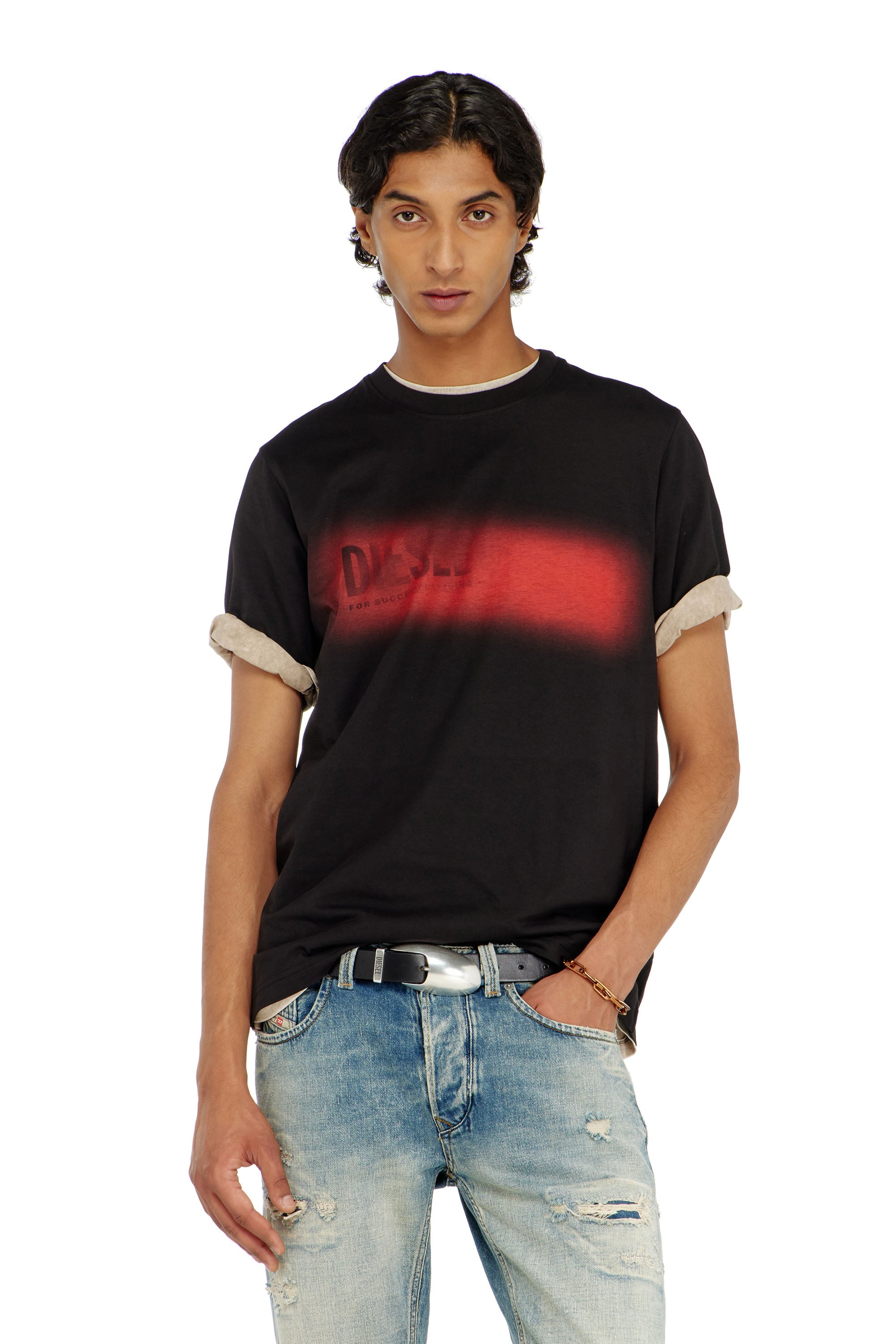 Diesel - T-ADJUST-AA5, Male's Tシャツ in ブラック - 1