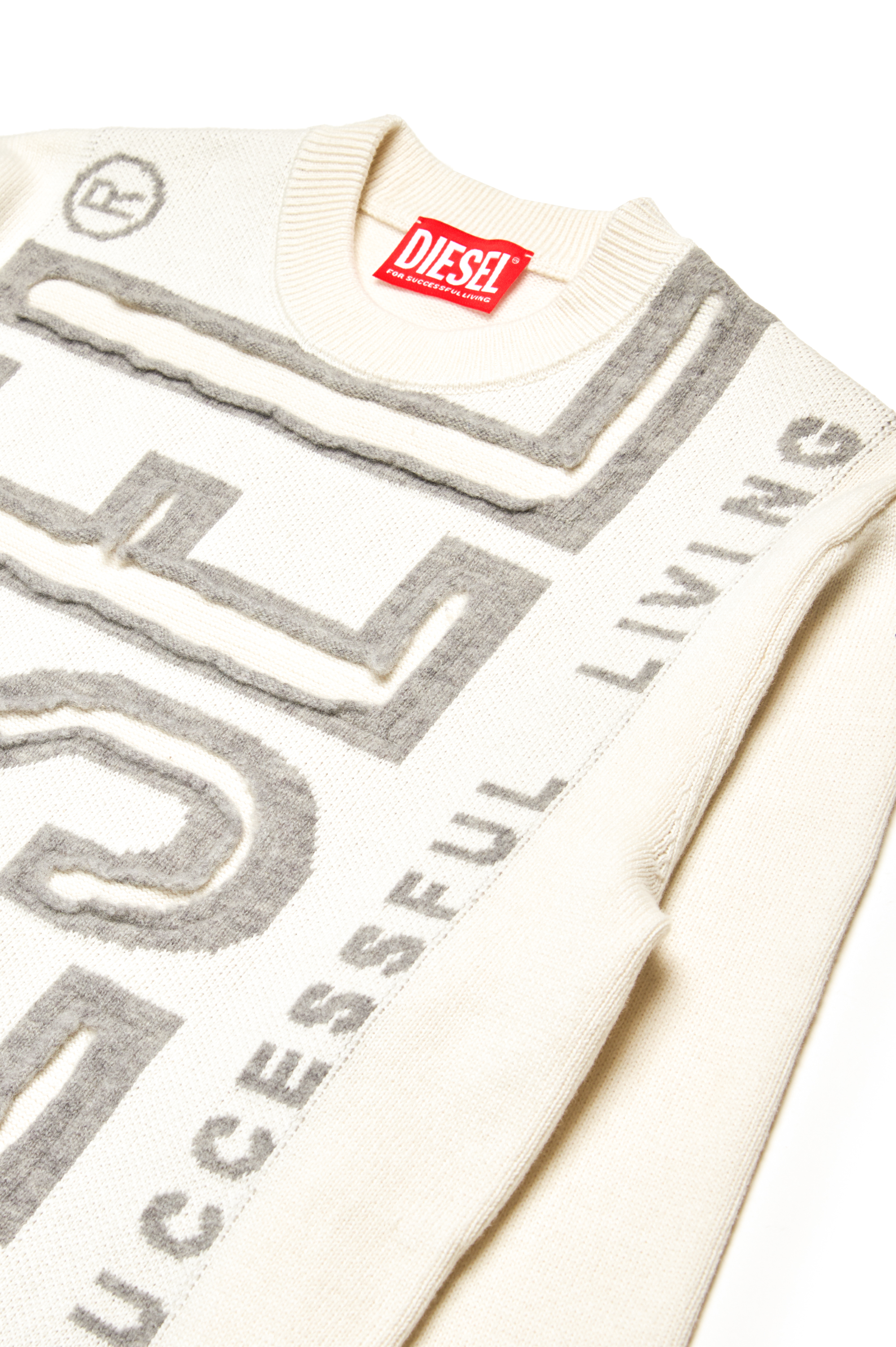Diesel - KFLOYD OVER, Male's Jumper with peel-off logo in ホワイト - 3