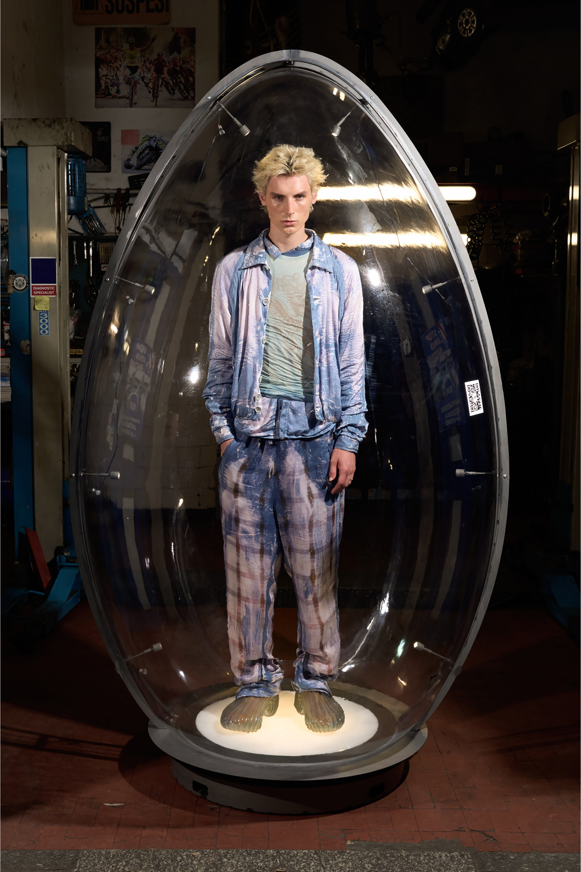 Diesel - P-OLLY, Male's Track pants with check X-ray effect in ブルー - 5