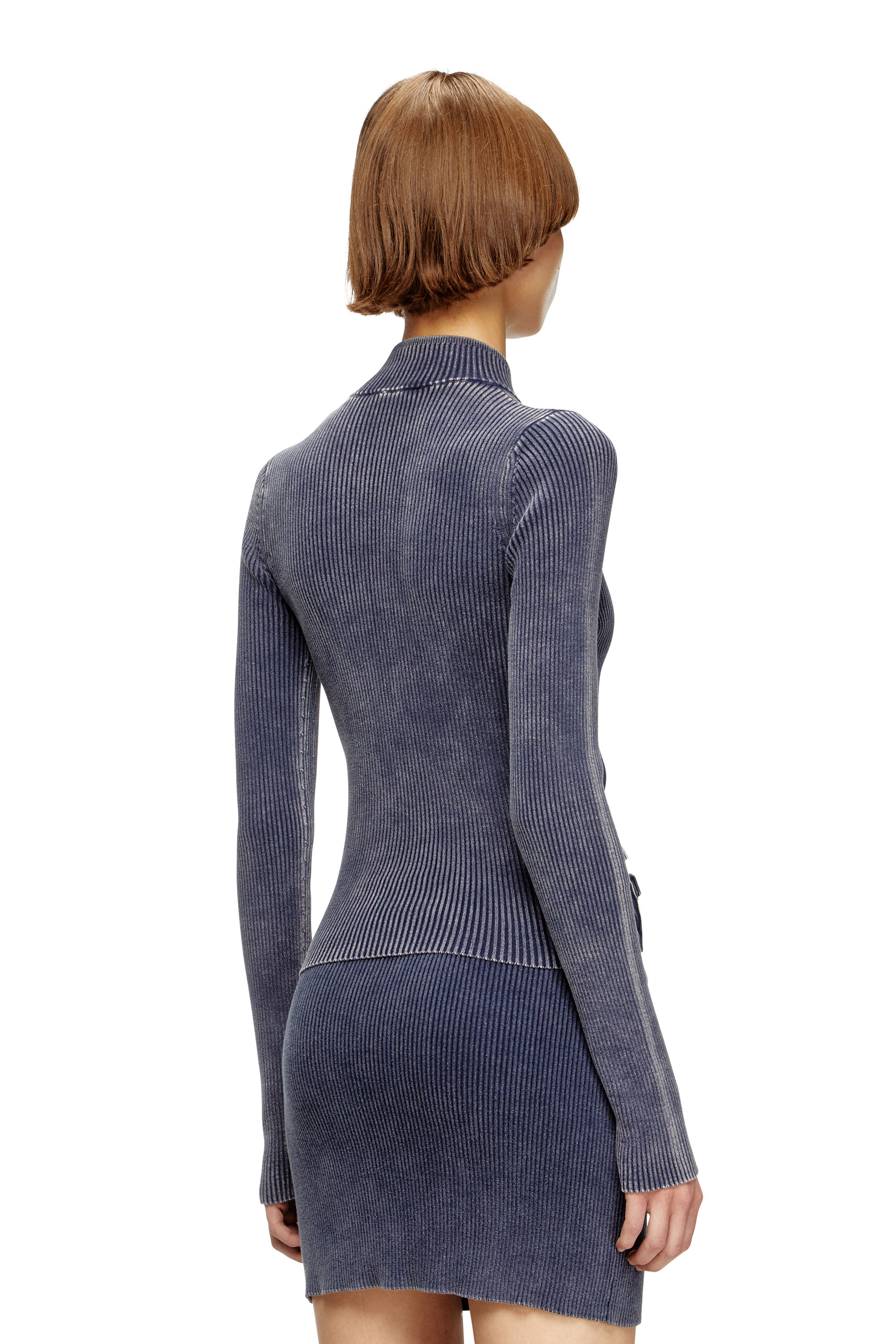 Diesel - M-MELISSA, Female's Zip-up cardigan with denim cargo pockets in ブルー - 4