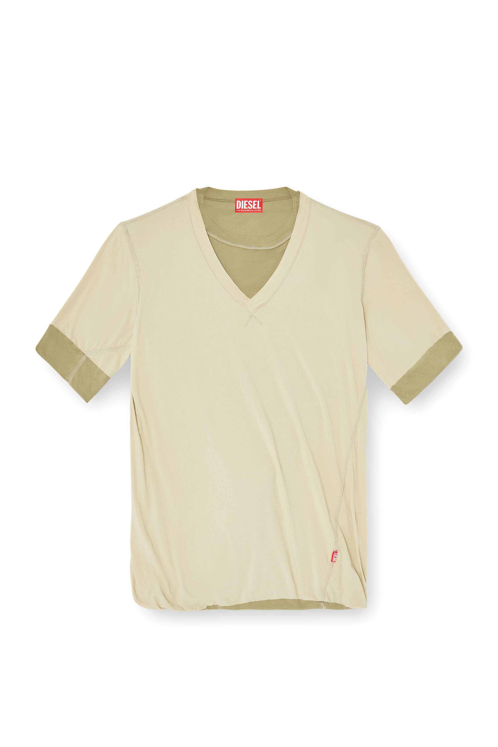 Diesel - T-MOODY-PLAIN, Male's Twisted double-layer top in グリーン - 2