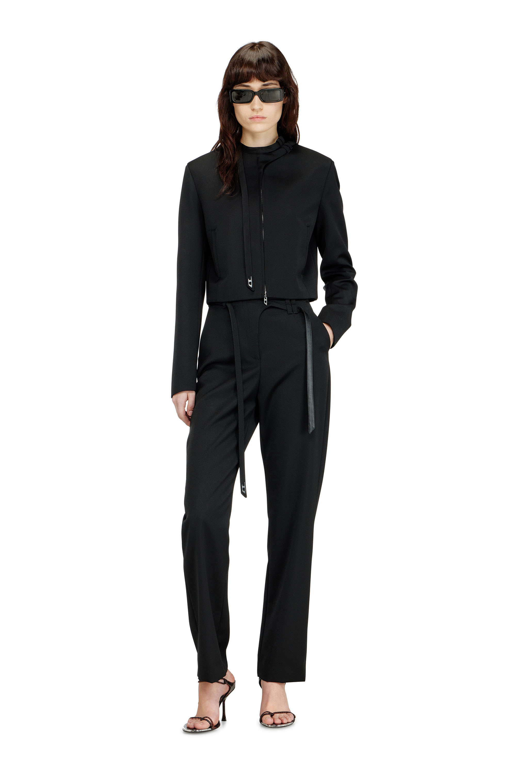 Diesel - G-HAVOC-1, Female's Tailored jacket with biker neck strap in ブラック - 1