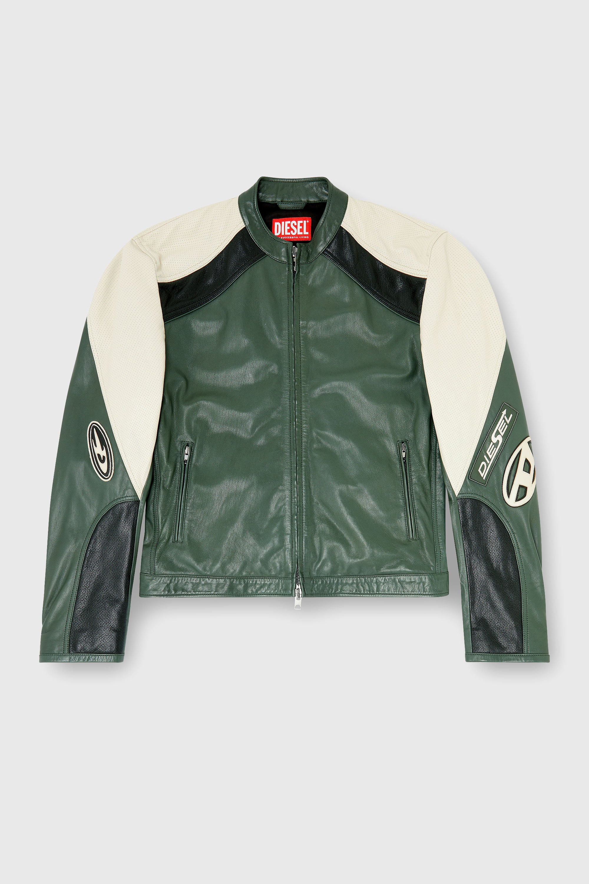Diesel - L-AHTI, Male's レザージャケット in ベージュ/ブラック - 2