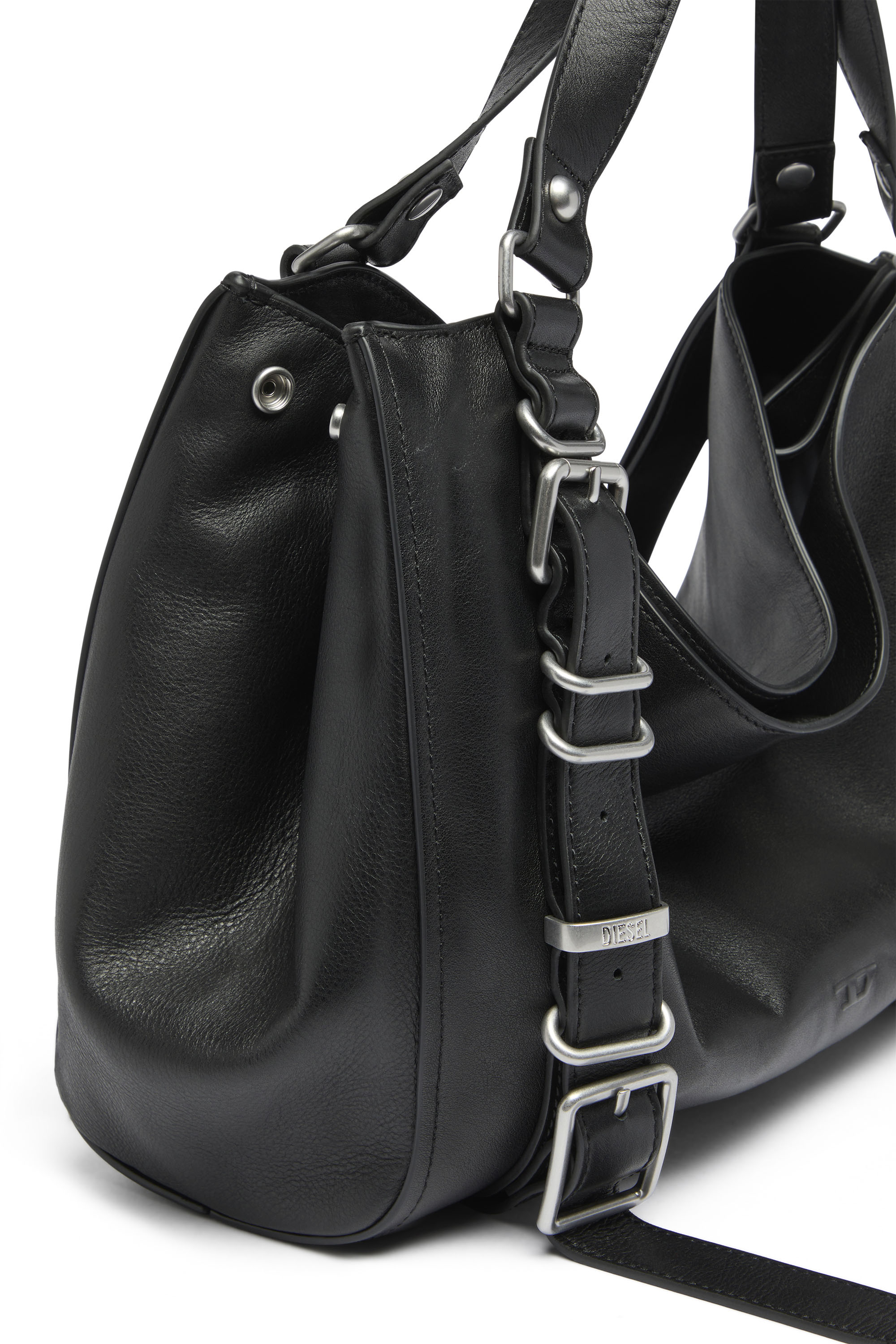 Diesel - D-ONE TOPHANDLE M, Unisex's D-One-Medium top-handle bag in treated leather in ブラック - 5