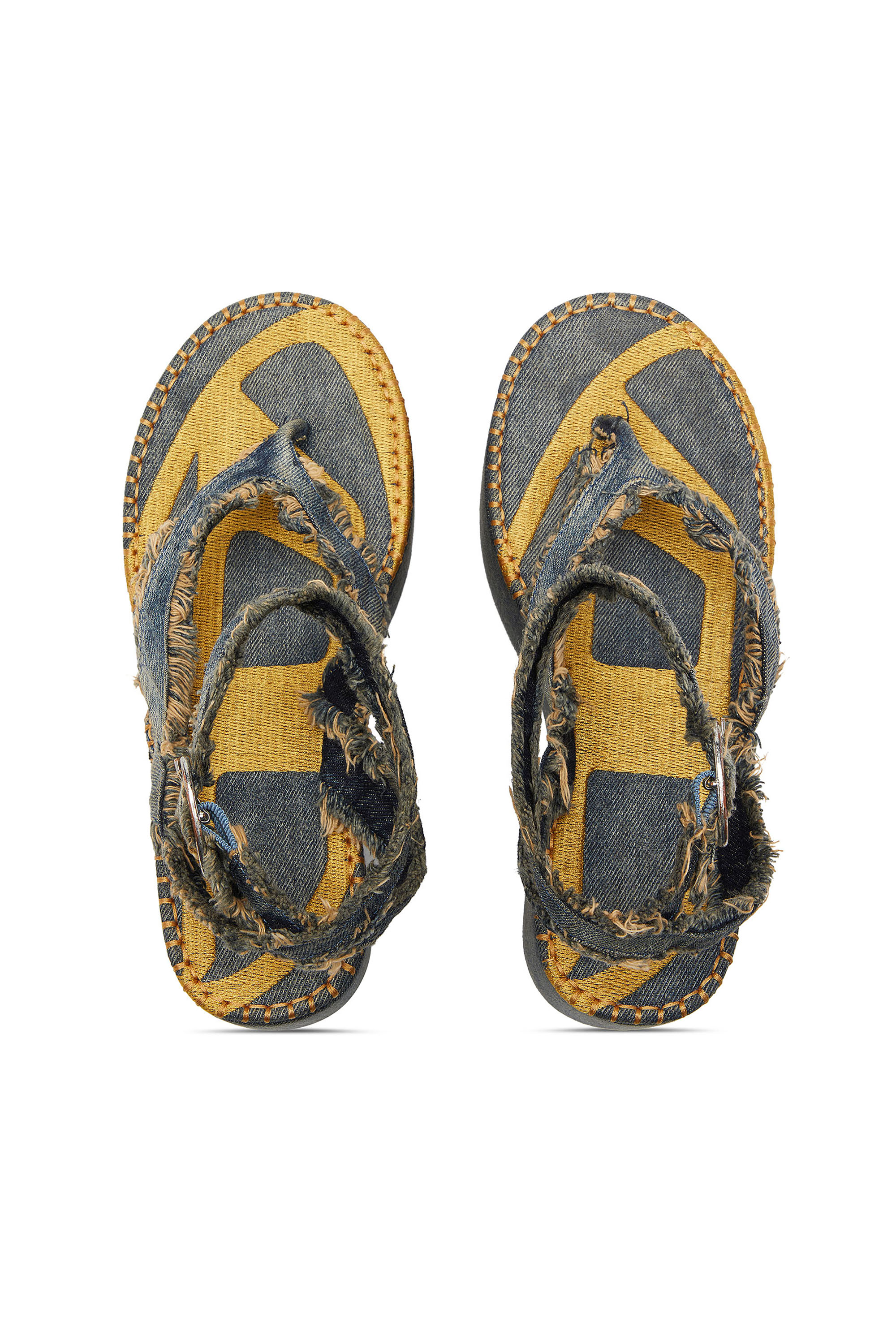 Diesel - SA-NIKOLA SANDAL, Female's Sa-Nikola - Sandal in denim with frayed details in ブルー/グレー - 6